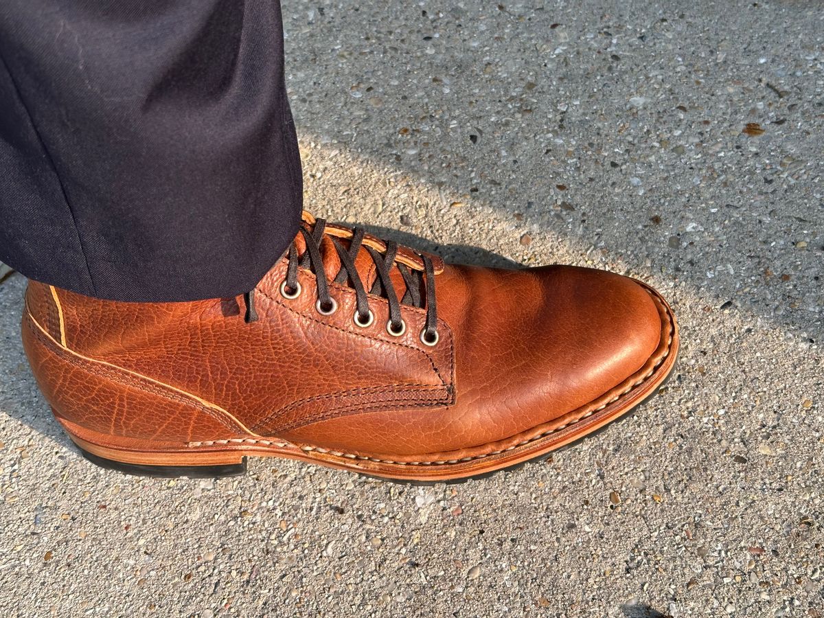 Photo by PMap on June 25, 2026 of the White's MP-Sherman Plain Toe in Gallun Whiskey Shrunken Calf.