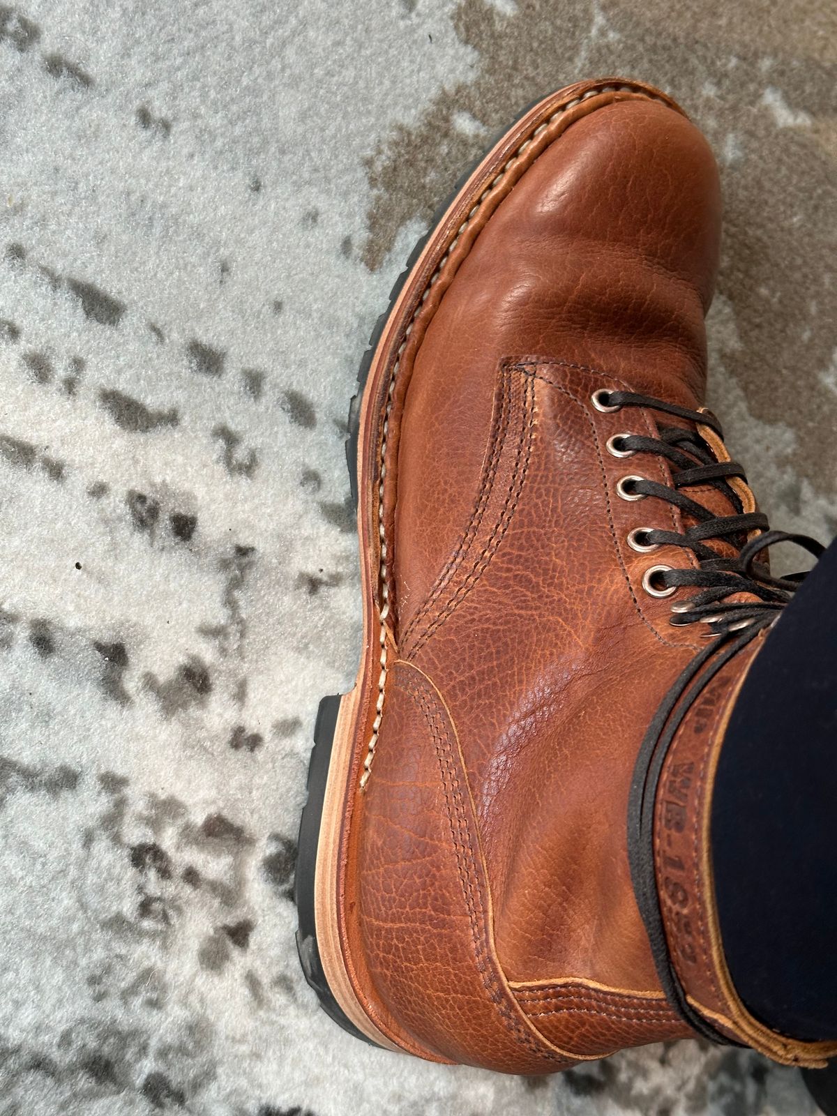 Photo by PMap on June 25, 2026 of the White's MP-Sherman Plain Toe in Gallun Whiskey Shrunken Calf.