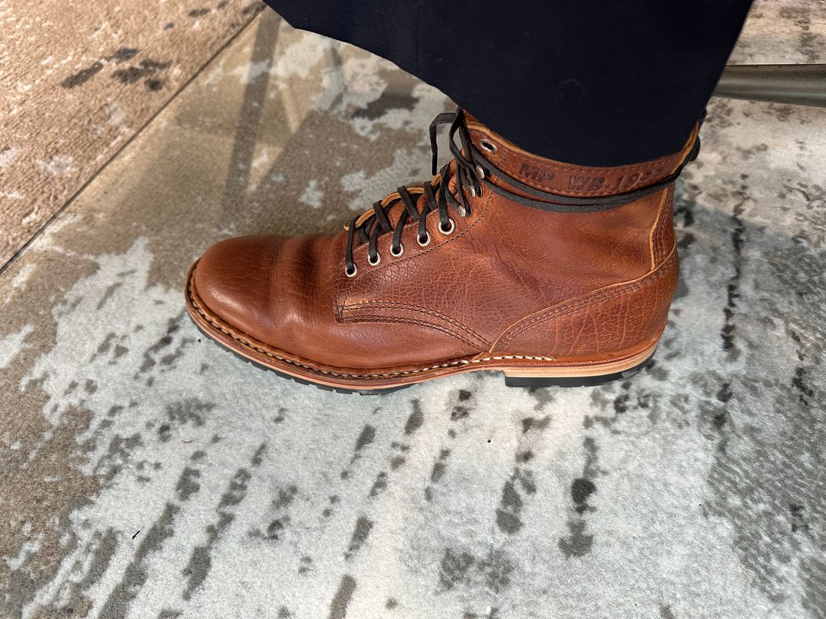 Photo by PMap on June 25, 2026 of the White's MP-Sherman Plain Toe in Gallun Whiskey Shrunken Calf.