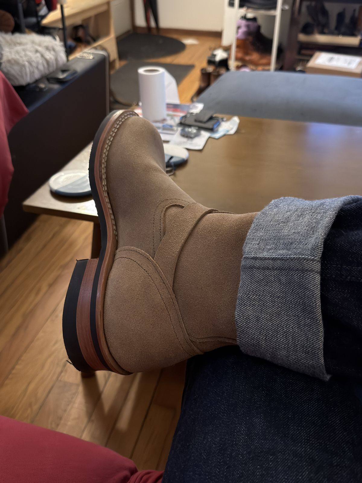 Photo by Kismetatron on March 31, 2026 of the Nicks Brakeman in Brown Chromexcel Roughout.