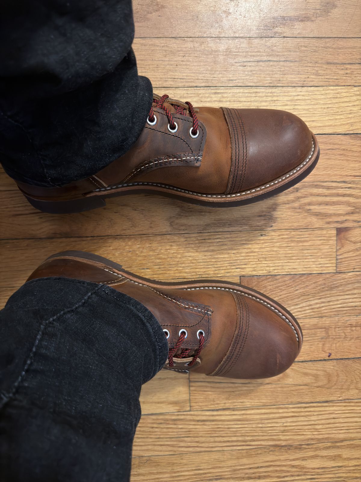 Photo by Kismetatron on November 1, 2025 of the Red Wing Iron Ranger in S.B. Foot Copper Rough and Tough.