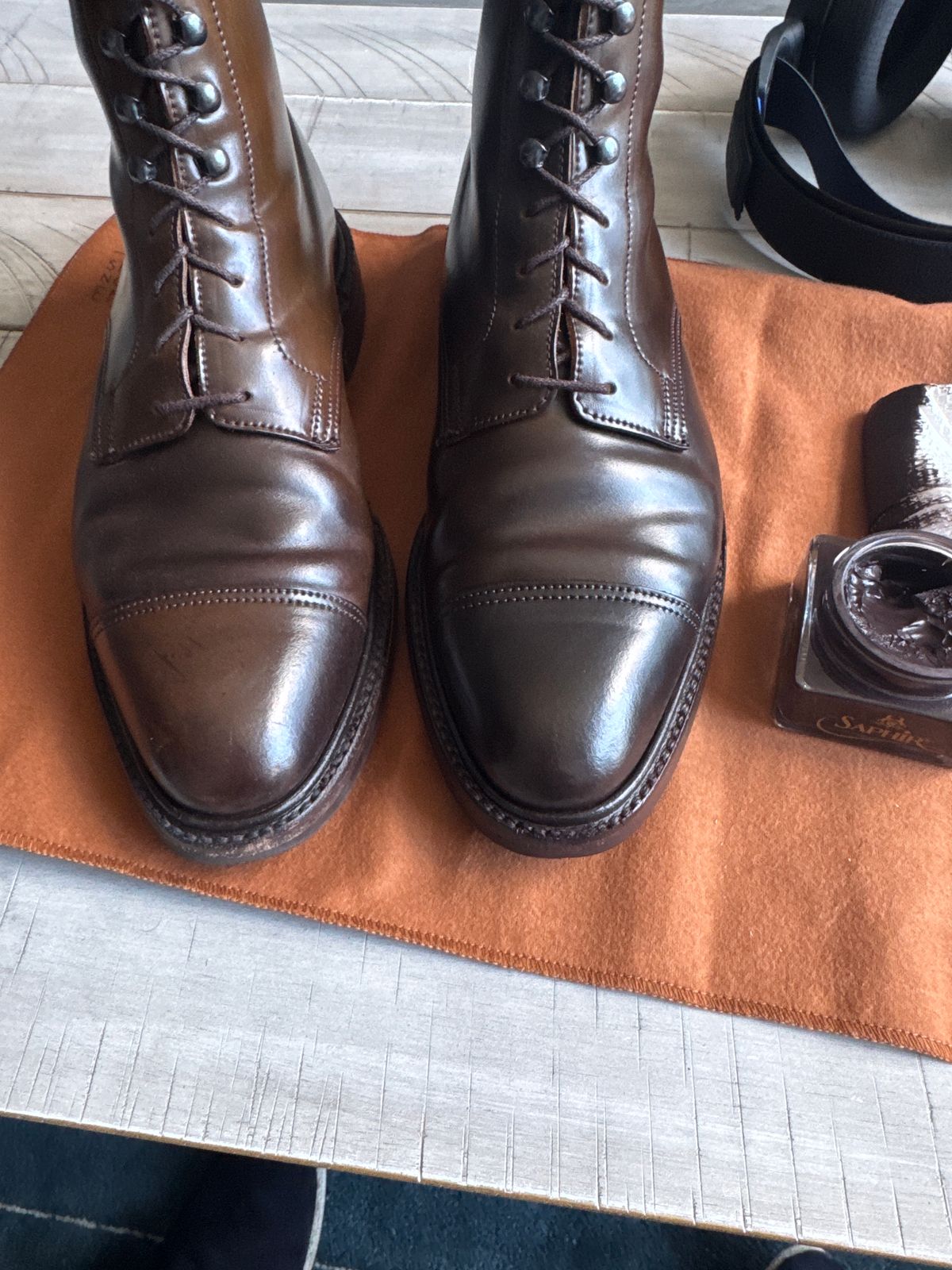 Photo by taylorwhitcomb on November 11, 2024 of the Crockett & Jones Coniston in Dark Brown Shell Cordovan.