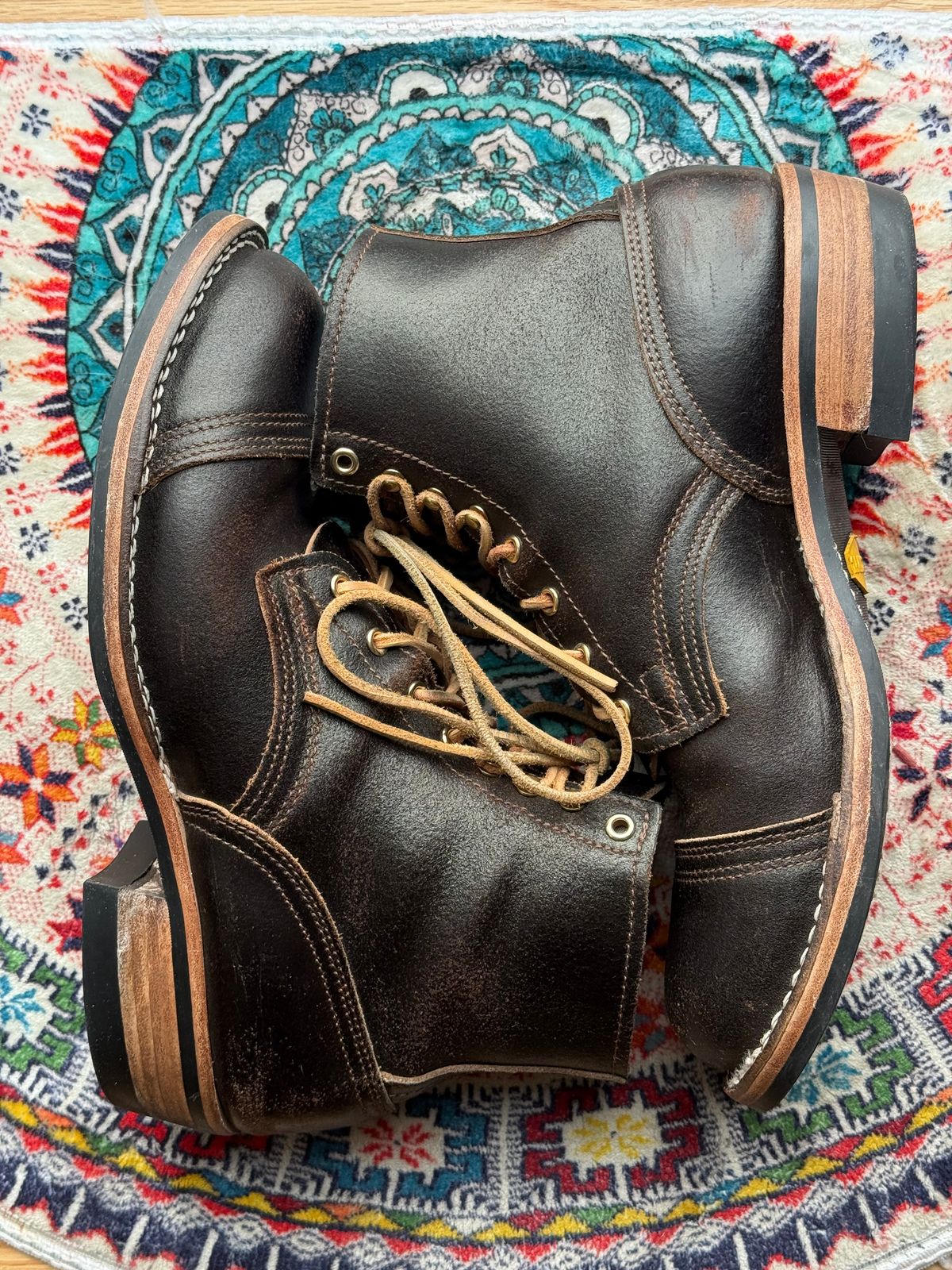 Photo by SteveHarveyOswald on January 4, 2026 of the Nicks MTO in Horween Brown Waxed Flesh.