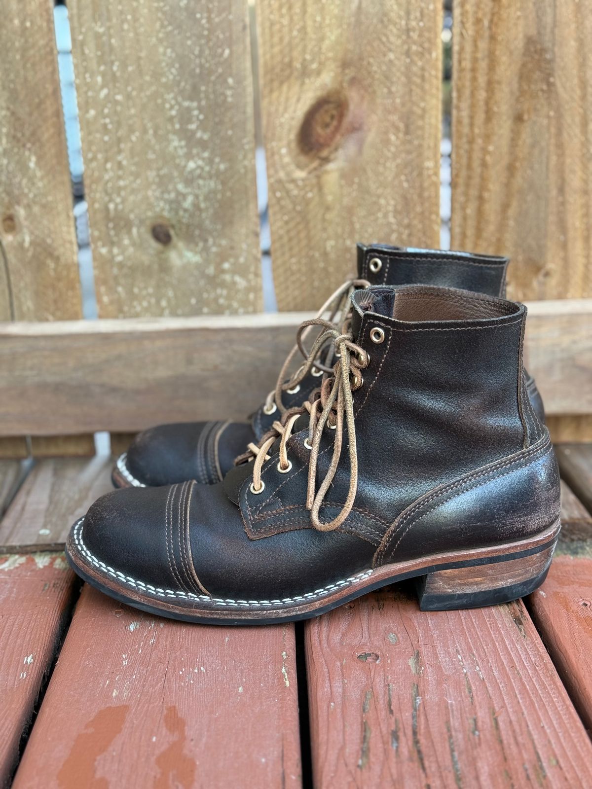 Photo by SteveHarveyOswald on April 5, 2026 of the Nicks MTO in Horween Brown Waxed Flesh.