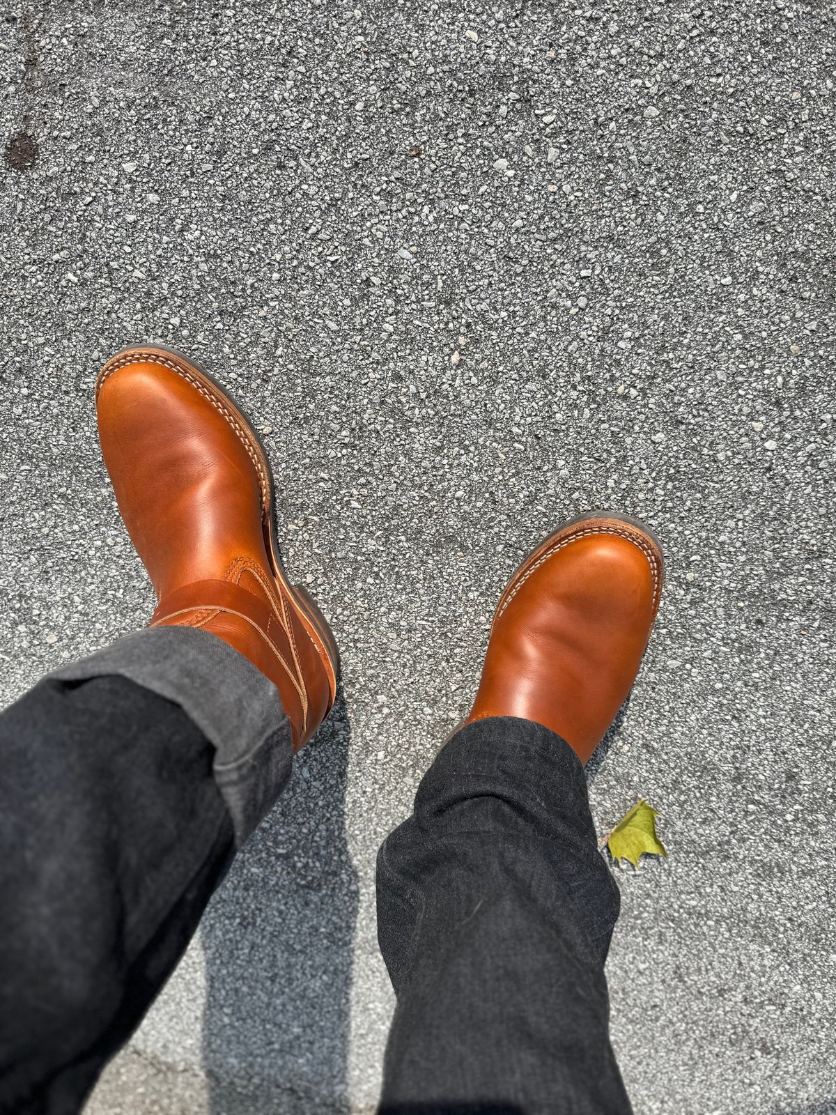 Photo by brvcha on August 2, 2025 of the Wesco Boss Engineer Boot in Seidel British Tan Domain.