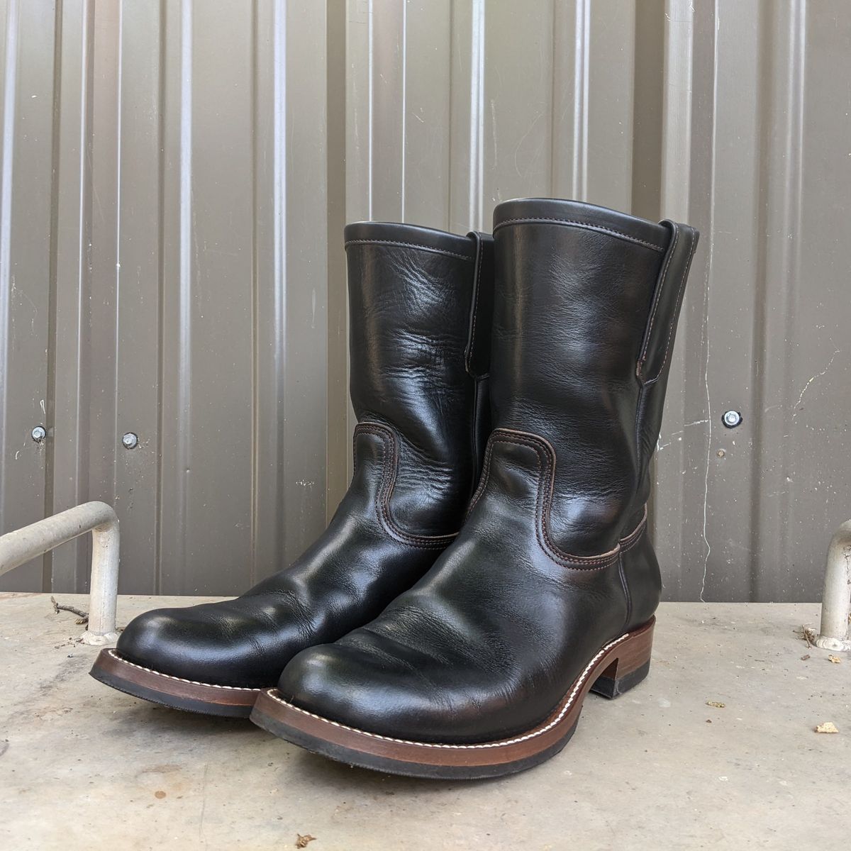 Photo by Crimp on June 30, 2026 of the Zerrows Pecos Boots in Horween Black Chromexcel.