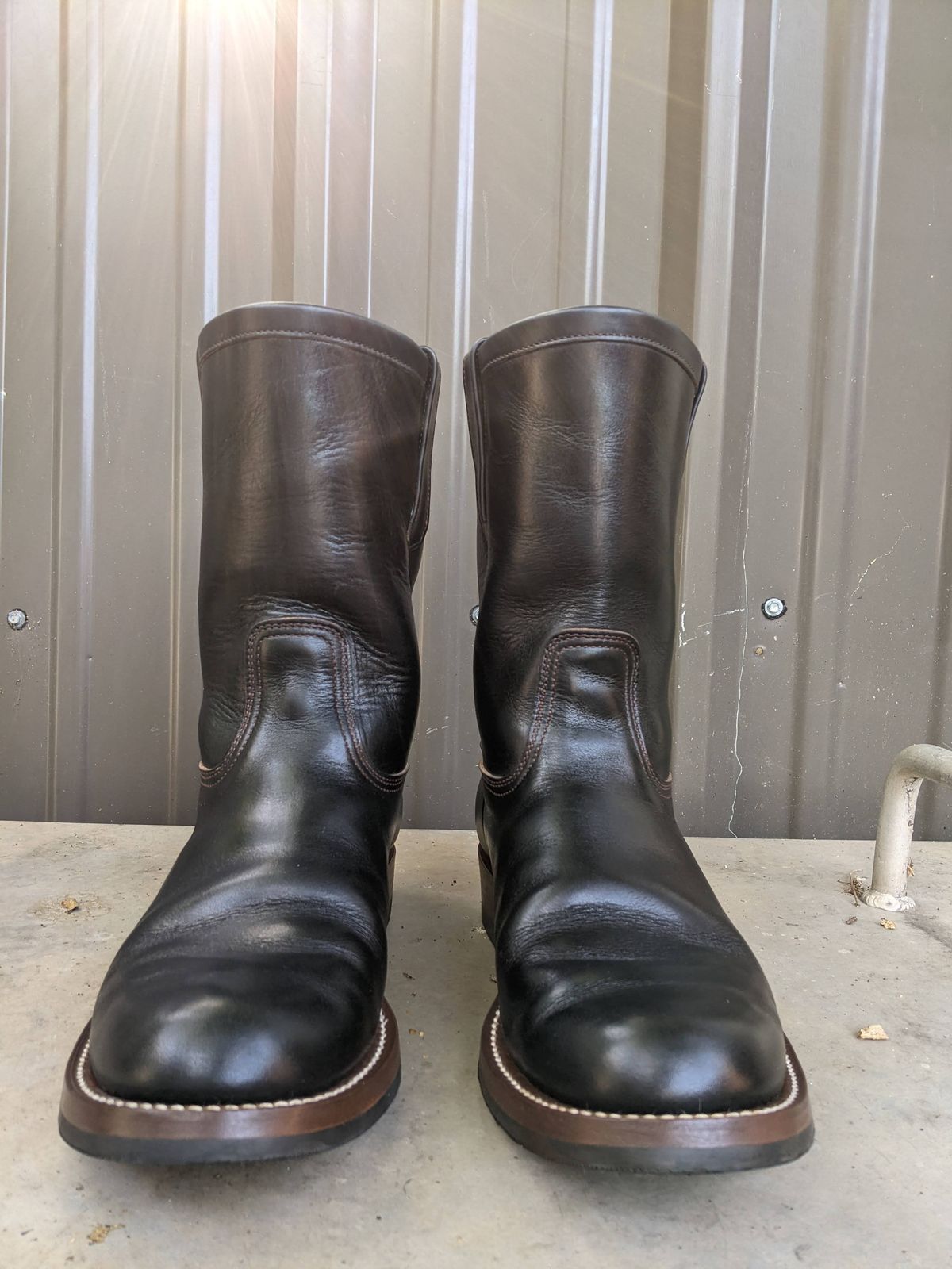 Photo by Crimp on June 30, 2026 of the Zerrows Pecos Boots in Horween Black Chromexcel.
