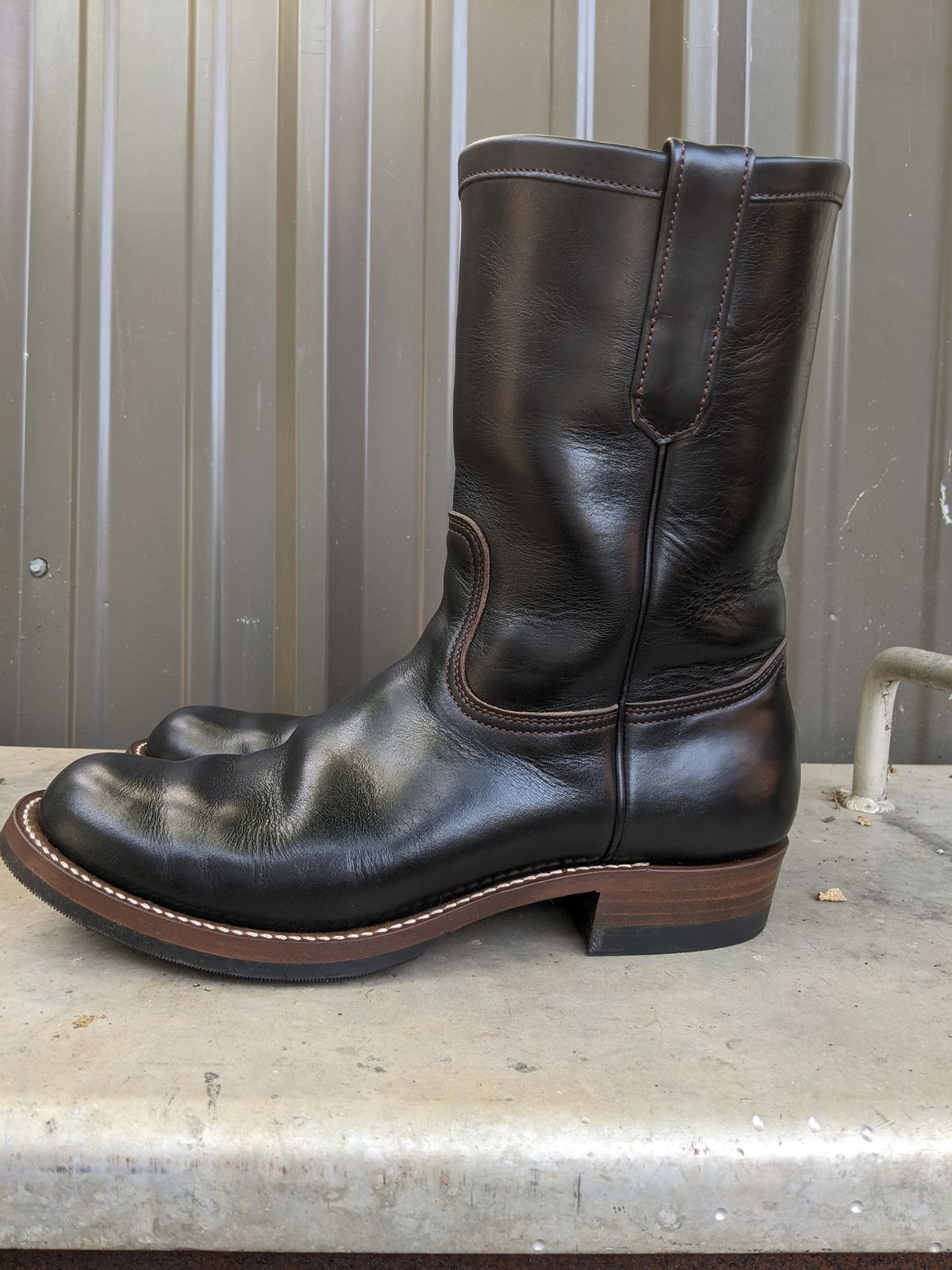 Photo by Crimp on June 30, 2026 of the Zerrows Pecos Boots in Horween Black Chromexcel.