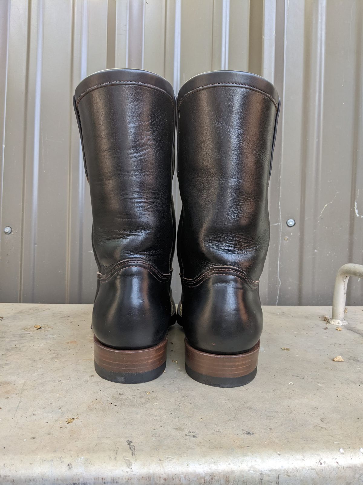 Photo by Crimp on June 30, 2026 of the Zerrows Pecos Boots in Horween Black Chromexcel.