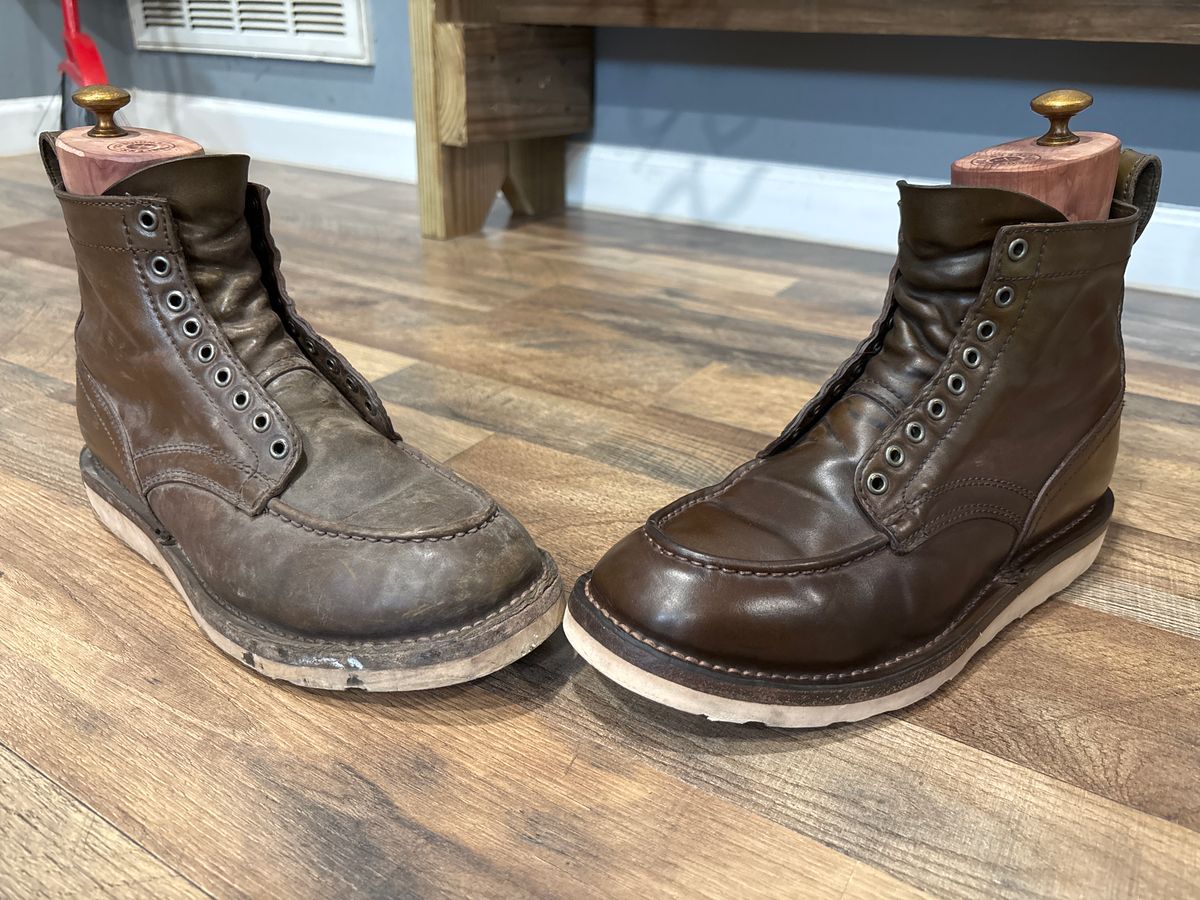 Photo by estiloR5 on June 9, 2026 of the Thursday Builder Black Label in Shinki Olive Shell Cordovan.
