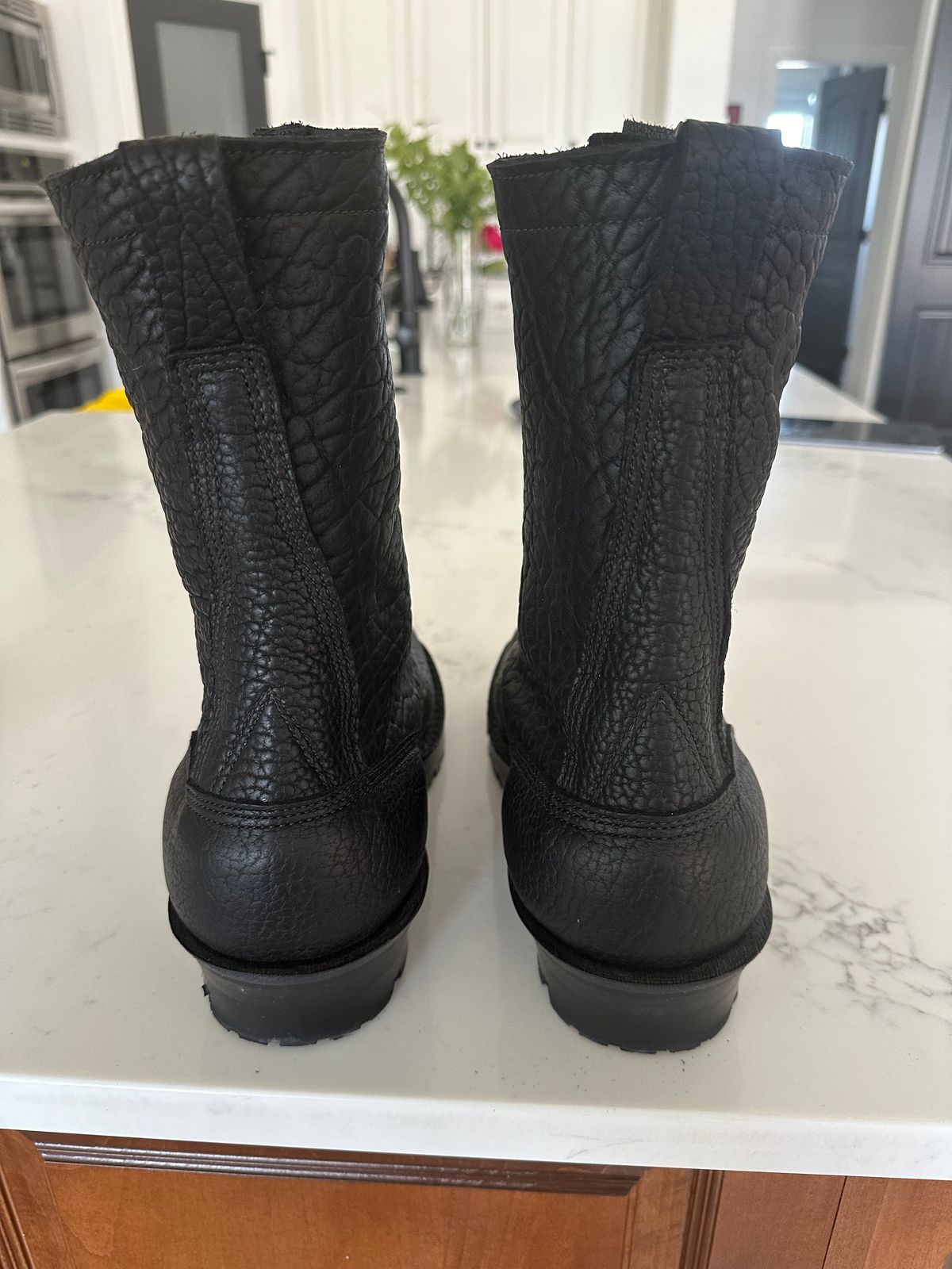 Photo by Huntsman on February 21, 2024 of the JK Boots Superduty in 8oz Shrunken Bison Shadow - (Smooth) premium oil-tanned USA Leather (Law or Seidel).