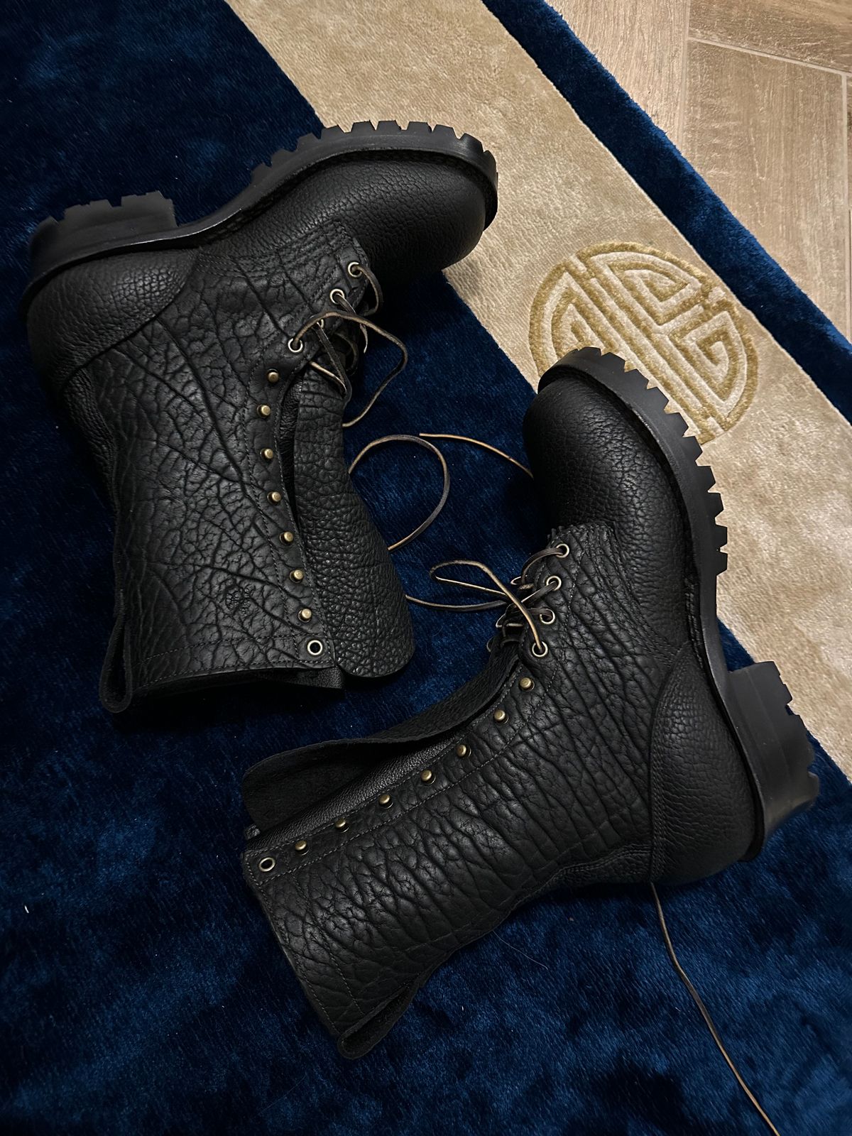 Photo by Huntsman on February 24, 2024 of the JK Boots Superduty in 8oz Shrunken Bison Shadow - (Smooth) premium oil-tanned USA Leather (Law or Seidel).