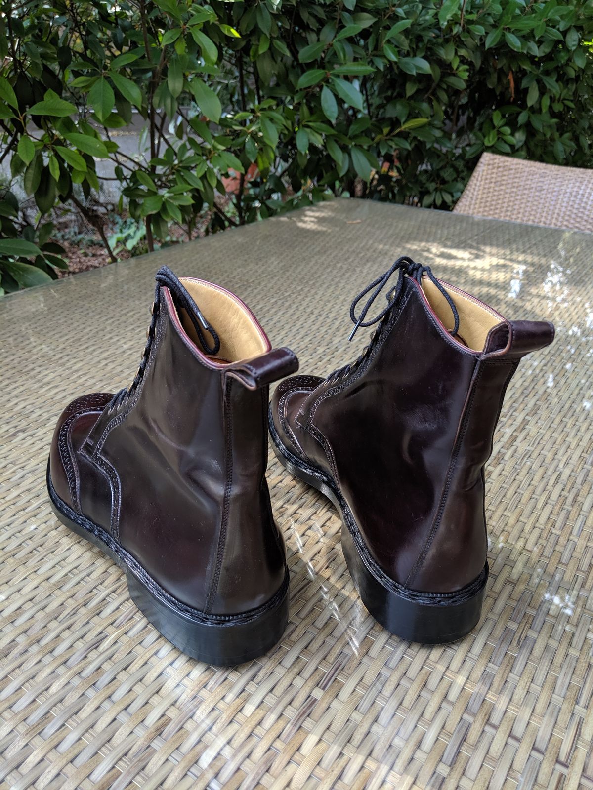 Photo by Huntsman on October 2, 2019 of the Vass Hungary Budapest High Boots in Horween Color 8 Shell Cordovan.