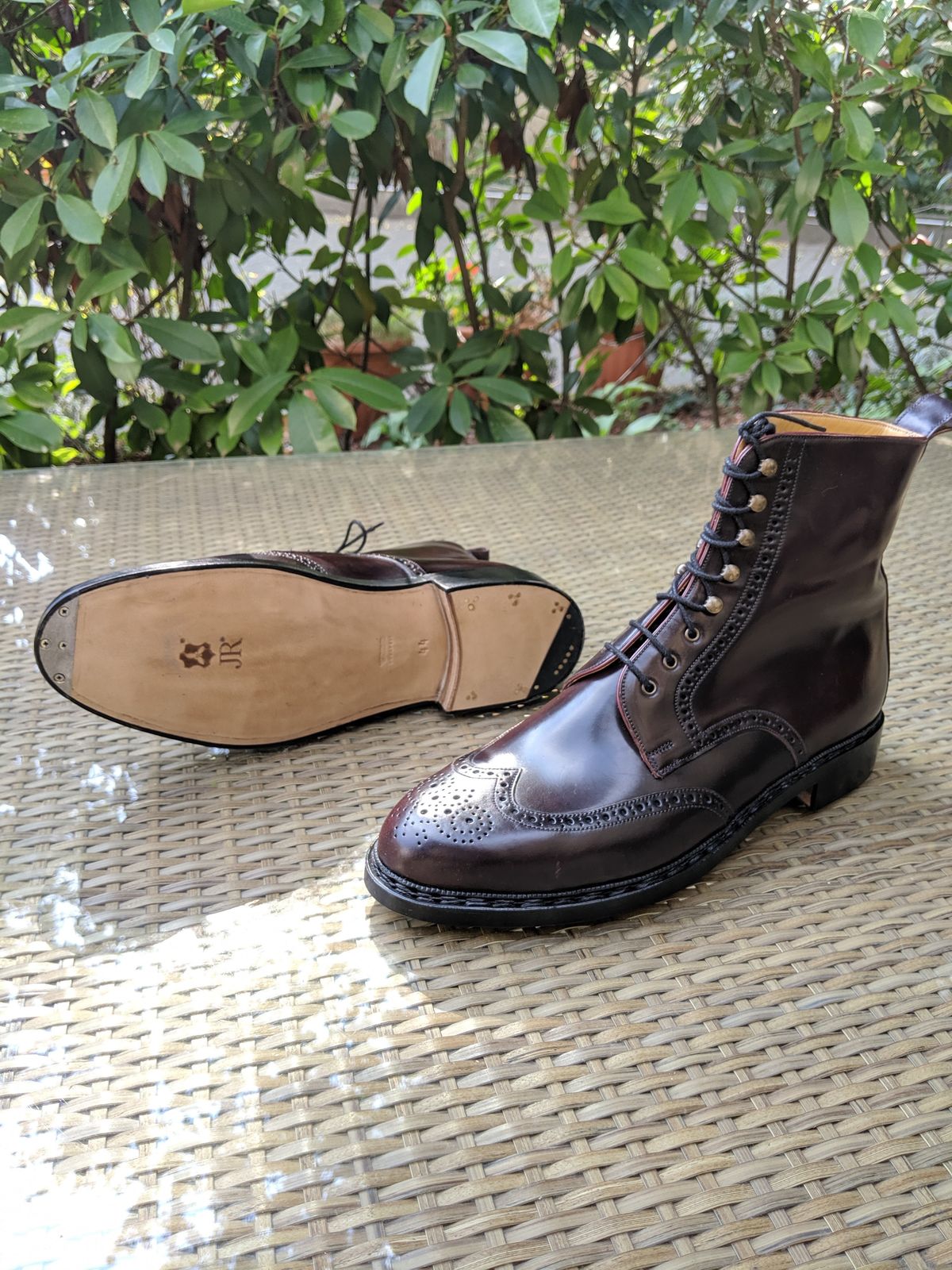 Photo by Huntsman on October 2, 2019 of the Vass Hungary Budapest High Boots in Horween Color 8 Shell Cordovan.