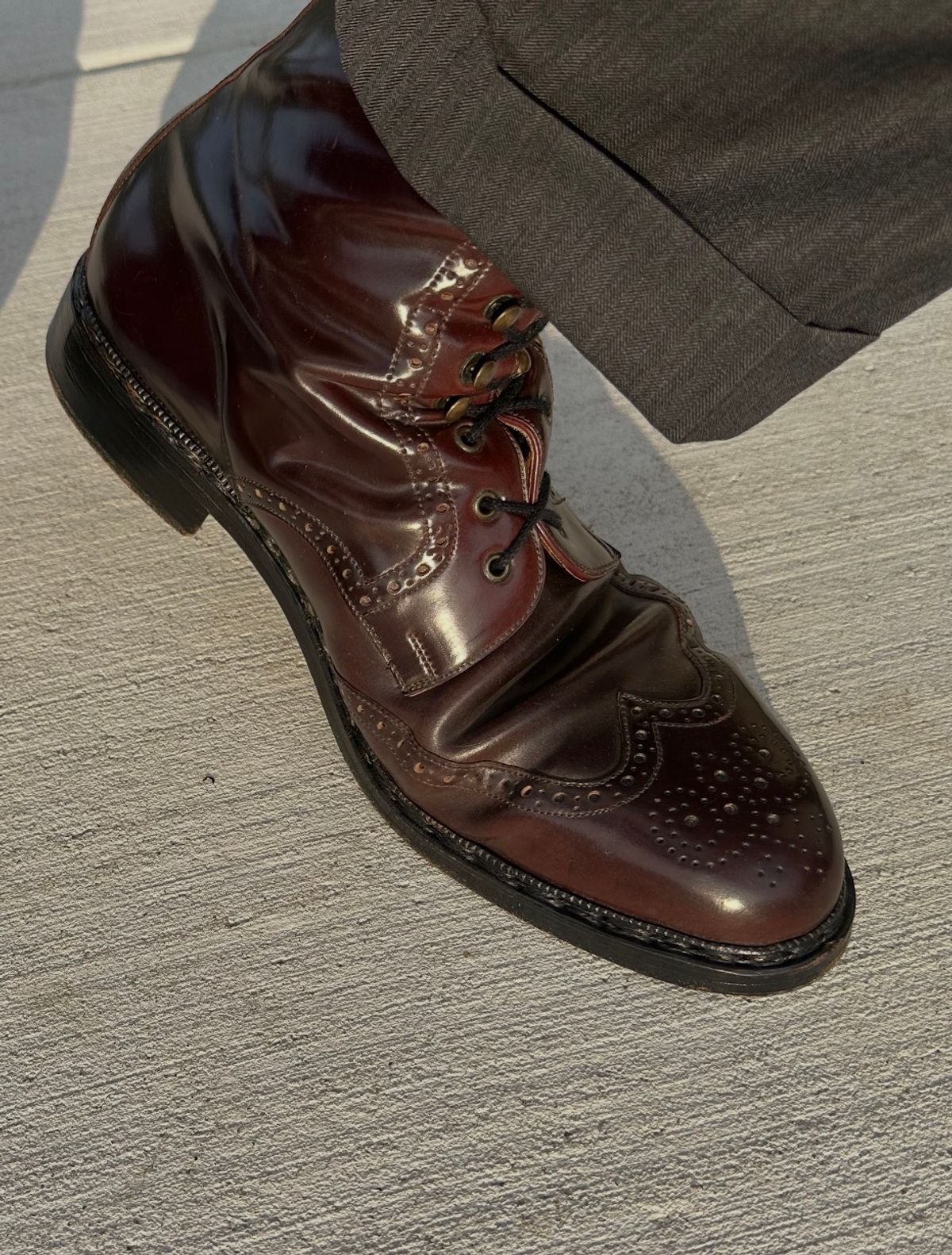Photo by Huntsman on April 14, 2026 of the Vass Hungary Budapest High Boots in Horween Color 8 Shell Cordovan.