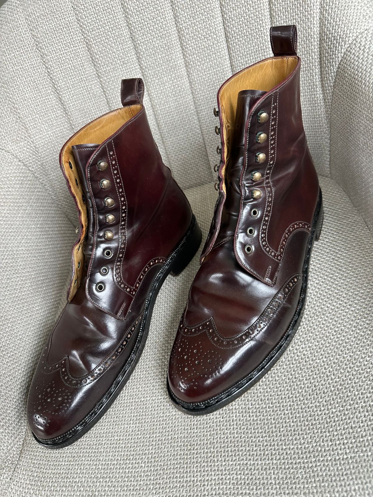Photo by Huntsman on April 14, 2026 of the Vass Hungary Budapest High Boots in Horween Color 8 Shell Cordovan.