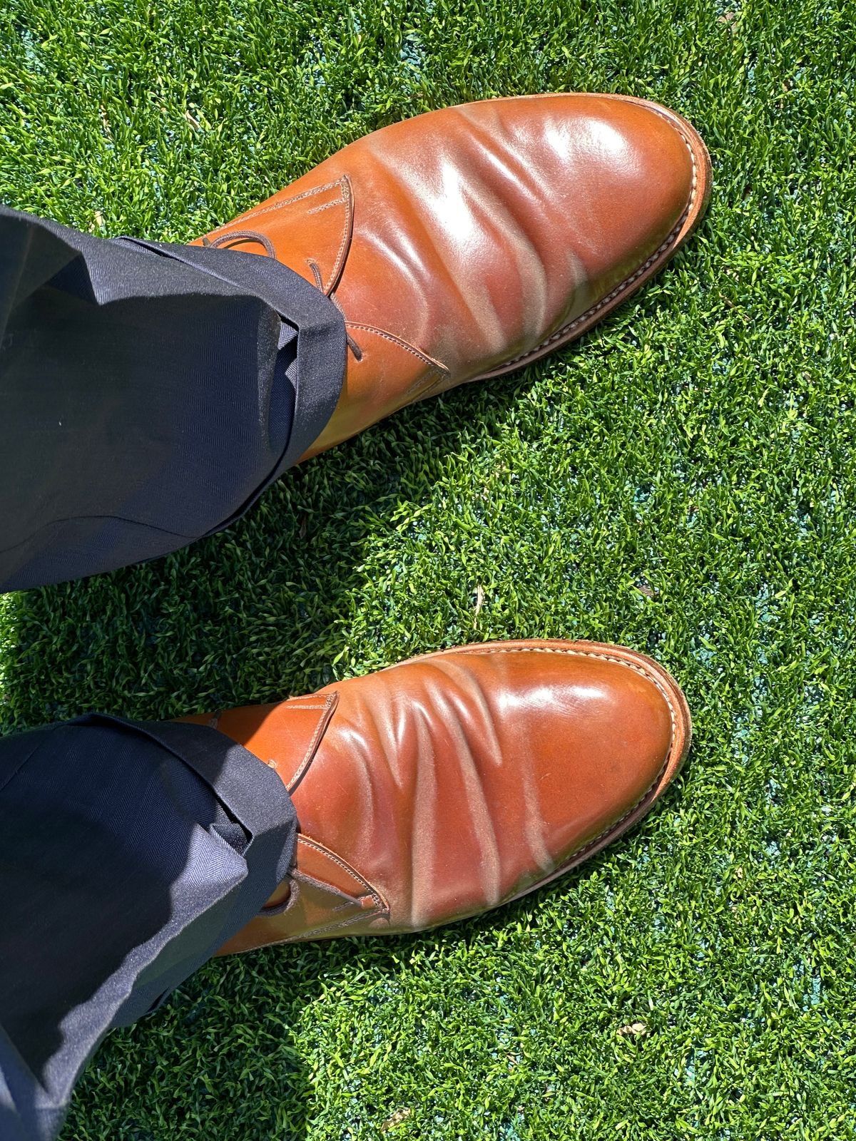 Photo by Huntsman on March 13, 2026 of the Vass Hungary London Chukka Boots in Horween Bourbon Shell Cordovan.