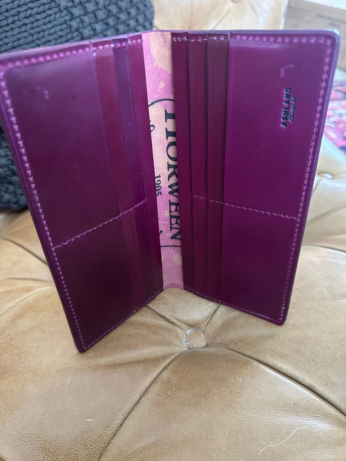 Photo by Huntsman on January 5, 2026 of the Ashland Leather Long Wallet in Horween Ultraviolet Shell Cordovan.