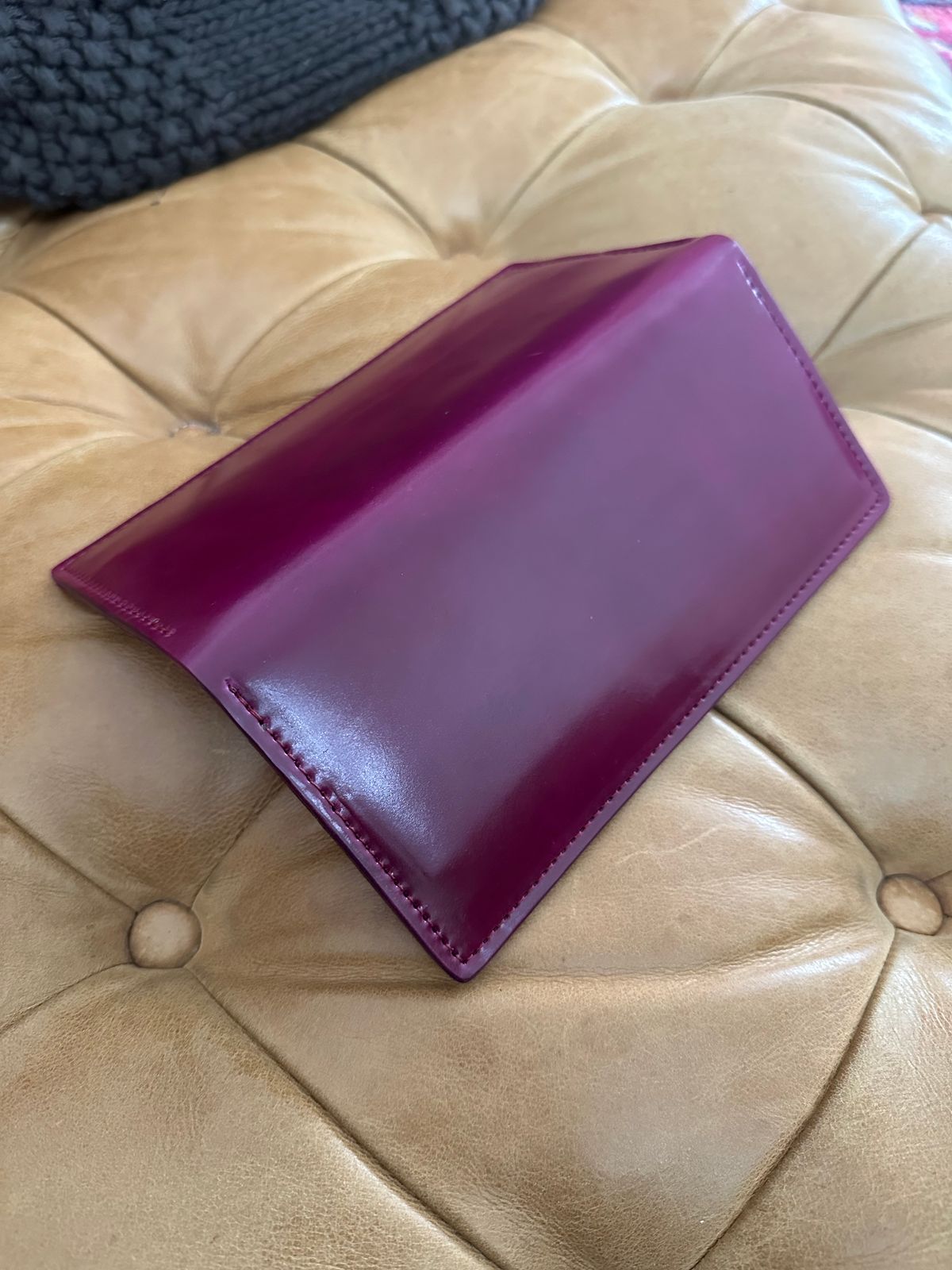 Photo by Huntsman on January 5, 2026 of the Ashland Leather Long Wallet in Horween Ultraviolet Shell Cordovan.