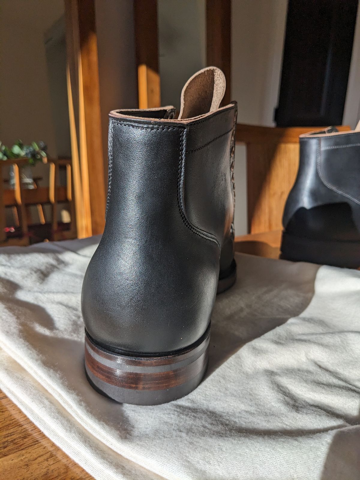 Photo by Huntsman on February 13, 2024 of the Viberg Service Boot BCT in Horween Black Teacore Double Cordovan Butts.