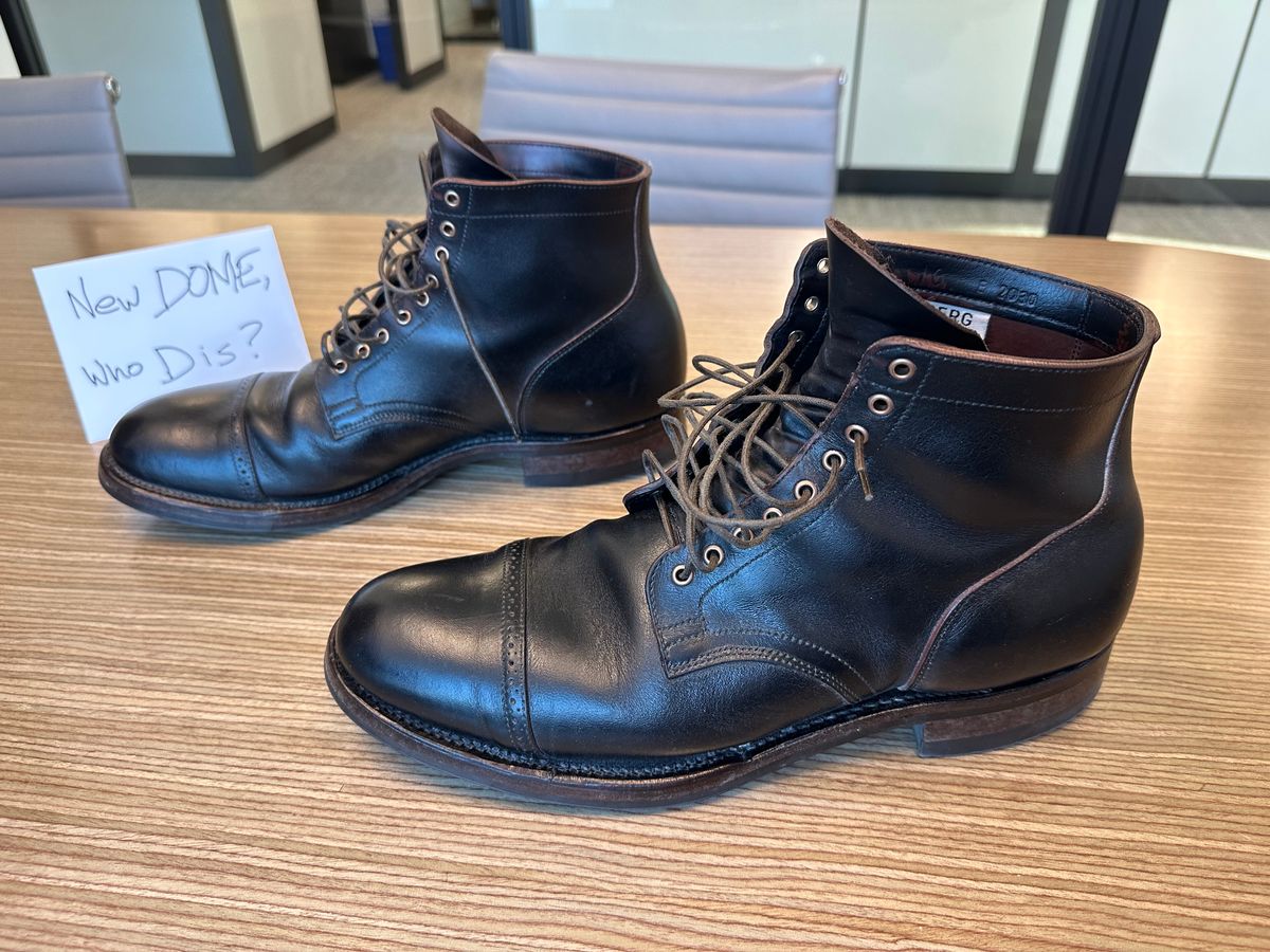 Photo by Huntsman on October 3, 2025 of the Viberg Service Boot BCT in Horween Black Teacore Double Cordovan Butts.