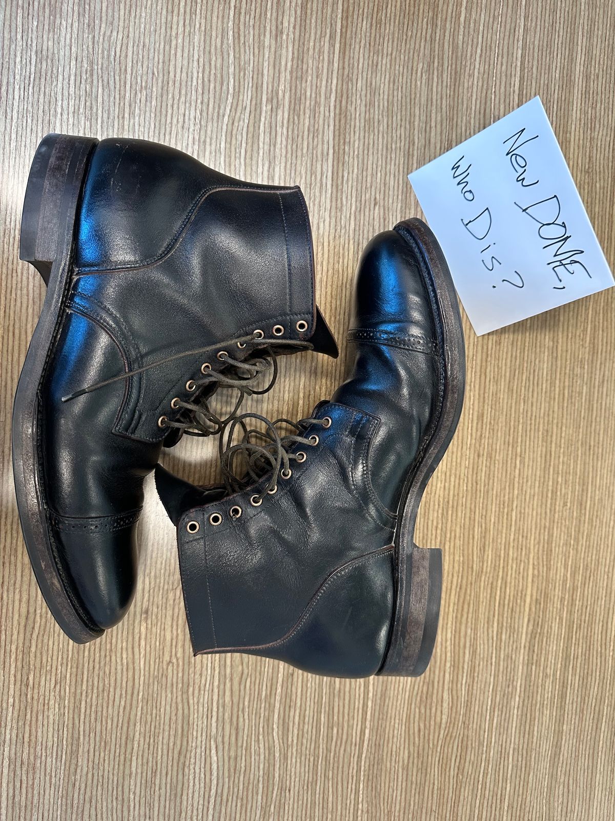 Photo by Huntsman on October 3, 2025 of the Viberg Service Boot BCT in Horween Black Teacore Double Cordovan Butts.