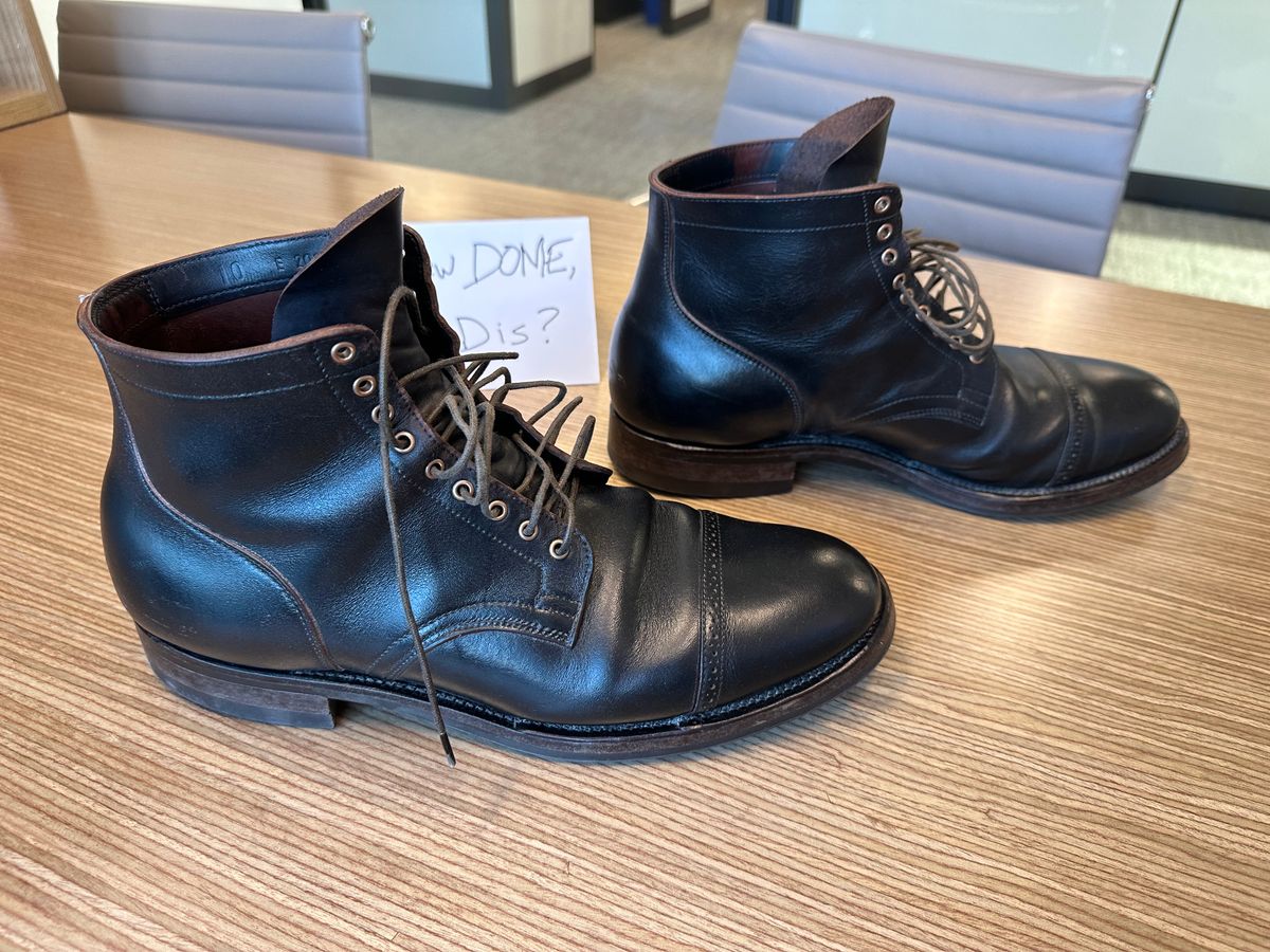 Photo by Huntsman on October 3, 2025 of the Viberg Service Boot BCT in Horween Black Teacore Double Cordovan Butts.