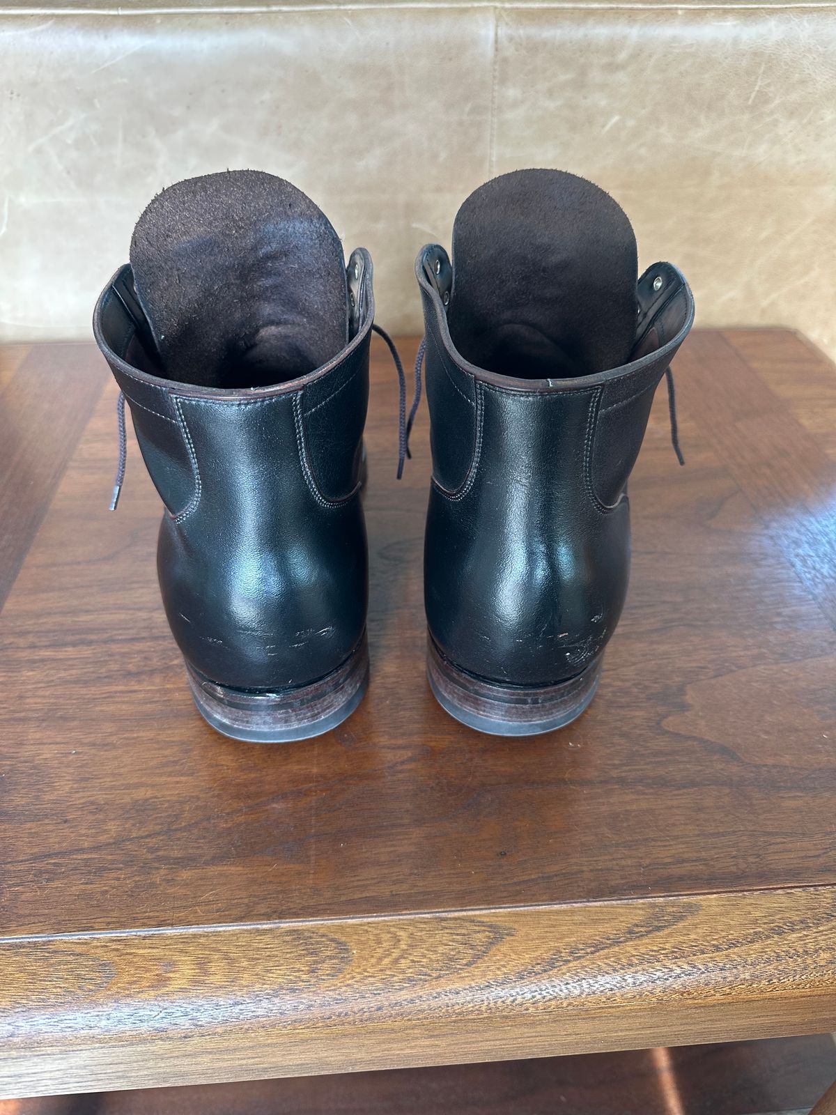 Photo by Huntsman on December 5, 2025 of the Viberg Service Boot BCT in Horween Black Teacore Double Cordovan Butts.