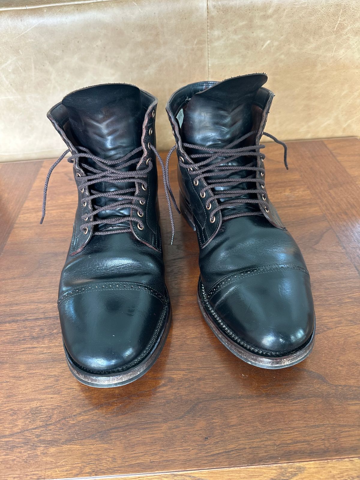 Photo by Huntsman on December 5, 2025 of the Viberg Service Boot BCT in Horween Black Teacore Double Cordovan Butts.