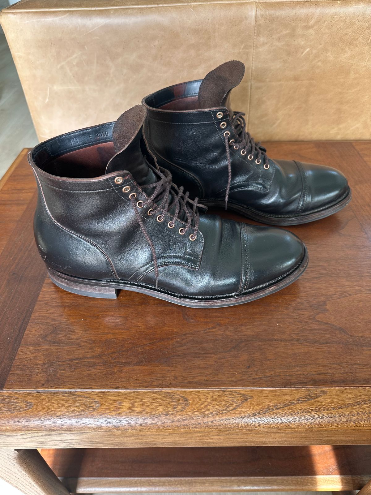 Photo by Huntsman on December 5, 2025 of the Viberg Service Boot BCT in Horween Black Teacore Double Cordovan Butts.