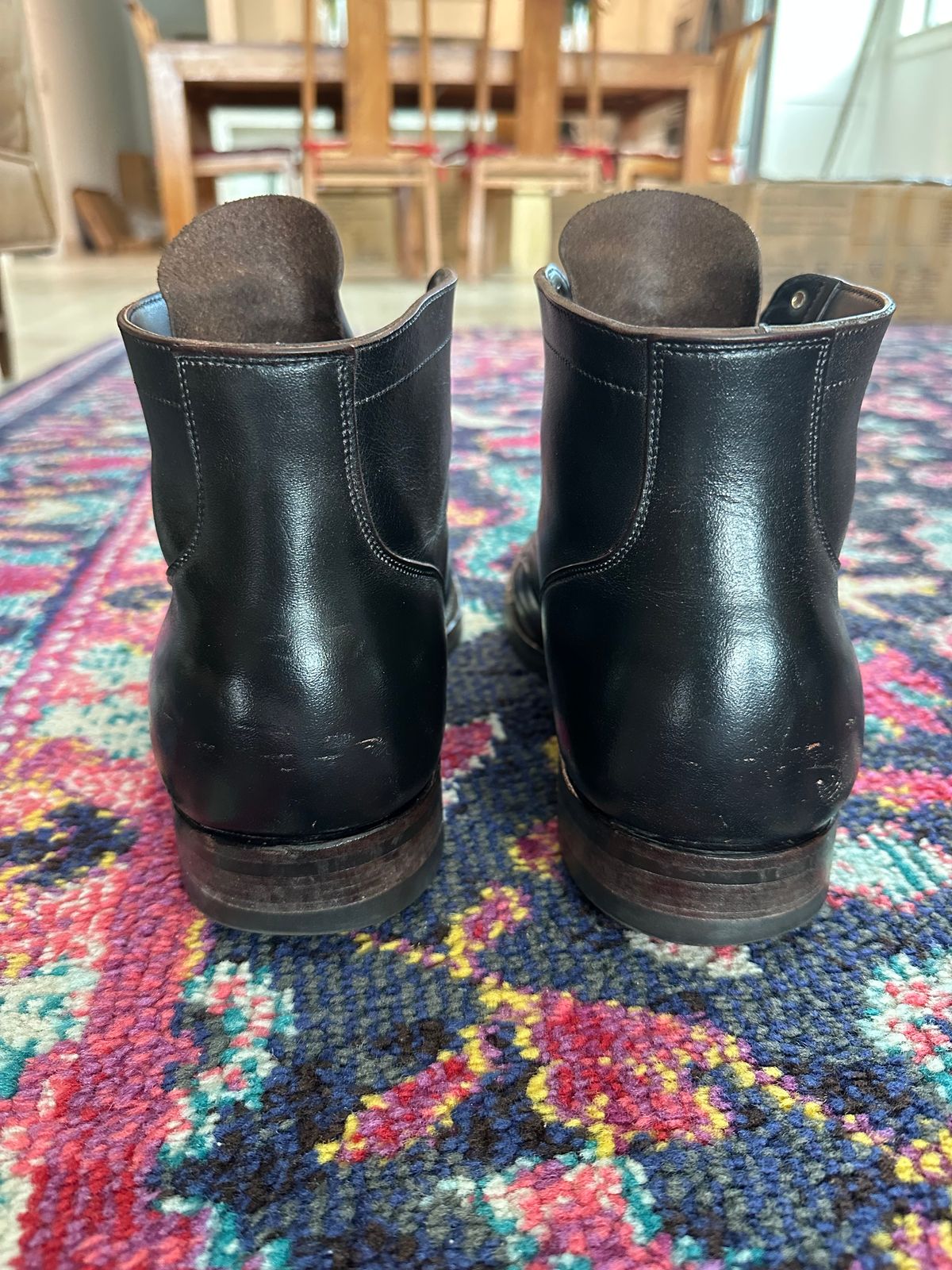 Photo by Huntsman on January 5, 2026 of the Viberg Service Boot BCT in Horween Black Teacore Double Cordovan Butts.