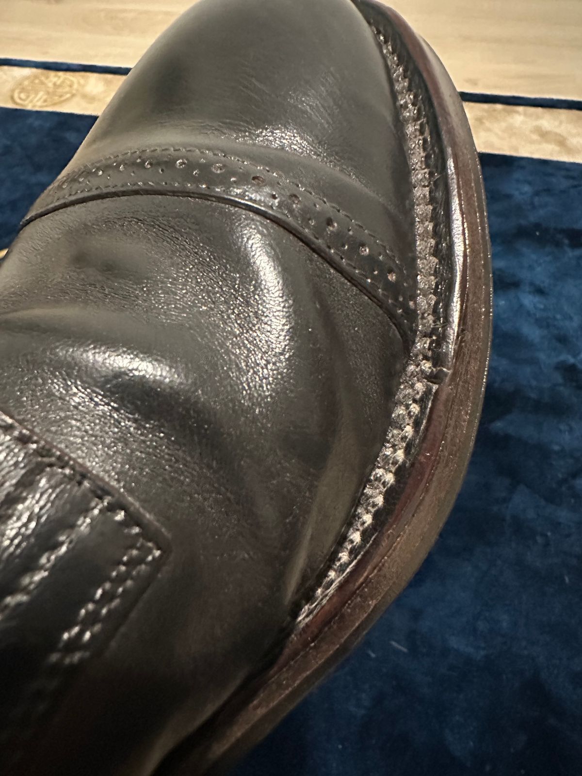 Photo by Huntsman on January 10, 2026 of the Viberg Service Boot BCT in Horween Black Teacore Double Cordovan Butts.