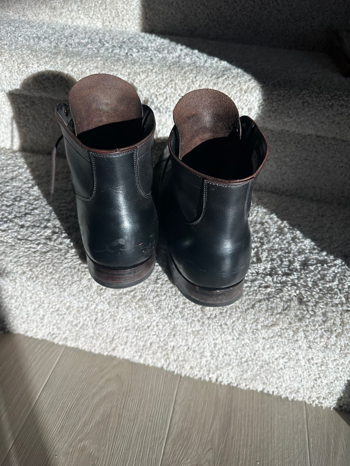 Photo by Huntsman on February 5, 2026 of the Viberg Service Boot BCT in Horween Black Teacore Double Cordovan Butts.