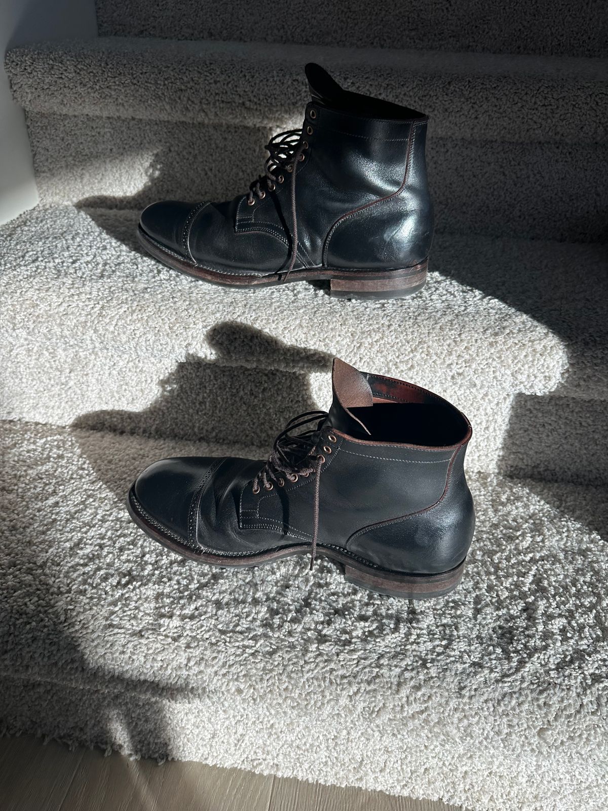 Photo by Huntsman on February 5, 2026 of the Viberg Service Boot BCT in Horween Black Teacore Double Cordovan Butts.