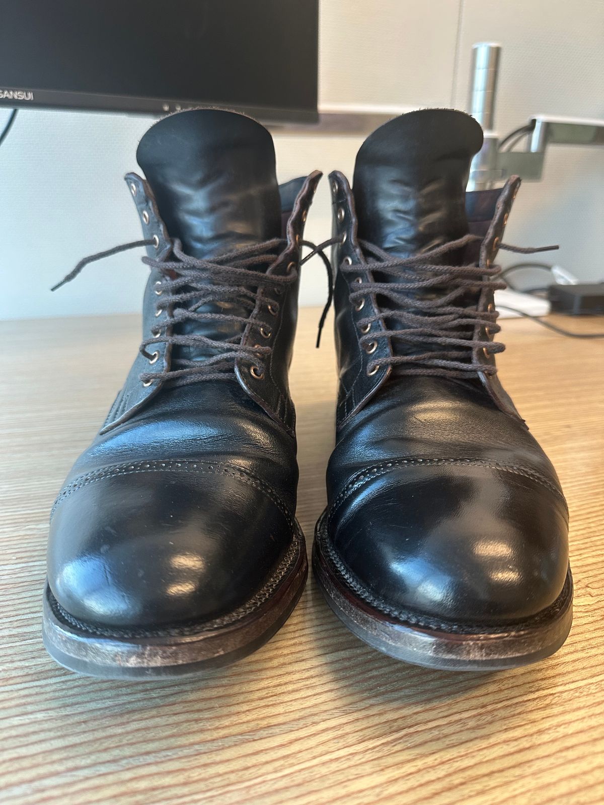 Photo by Huntsman on March 2, 2026 of the Viberg Service Boot BCT in Horween Black Teacore Double Cordovan Butts.