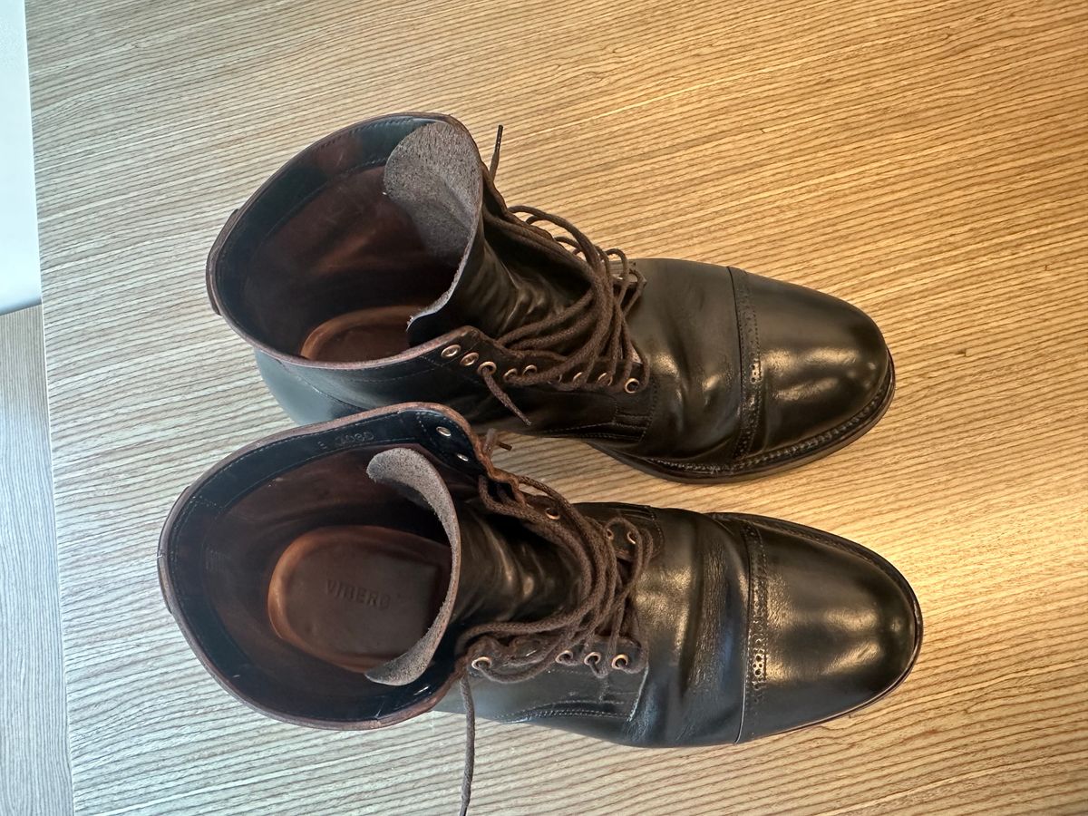 Photo by Huntsman on March 2, 2026 of the Viberg Service Boot BCT in Horween Black Teacore Double Cordovan Butts.