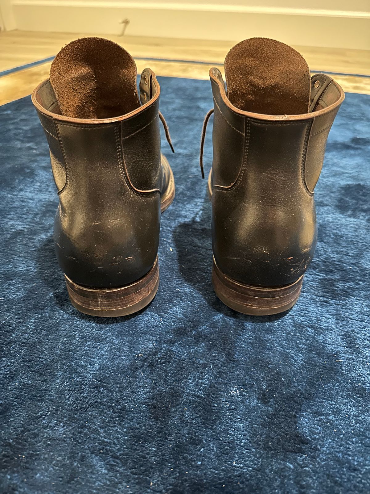 Photo by Huntsman on April 6, 2026 of the Viberg Service Boot BCT in Horween Black Teacore Double Cordovan Butts.