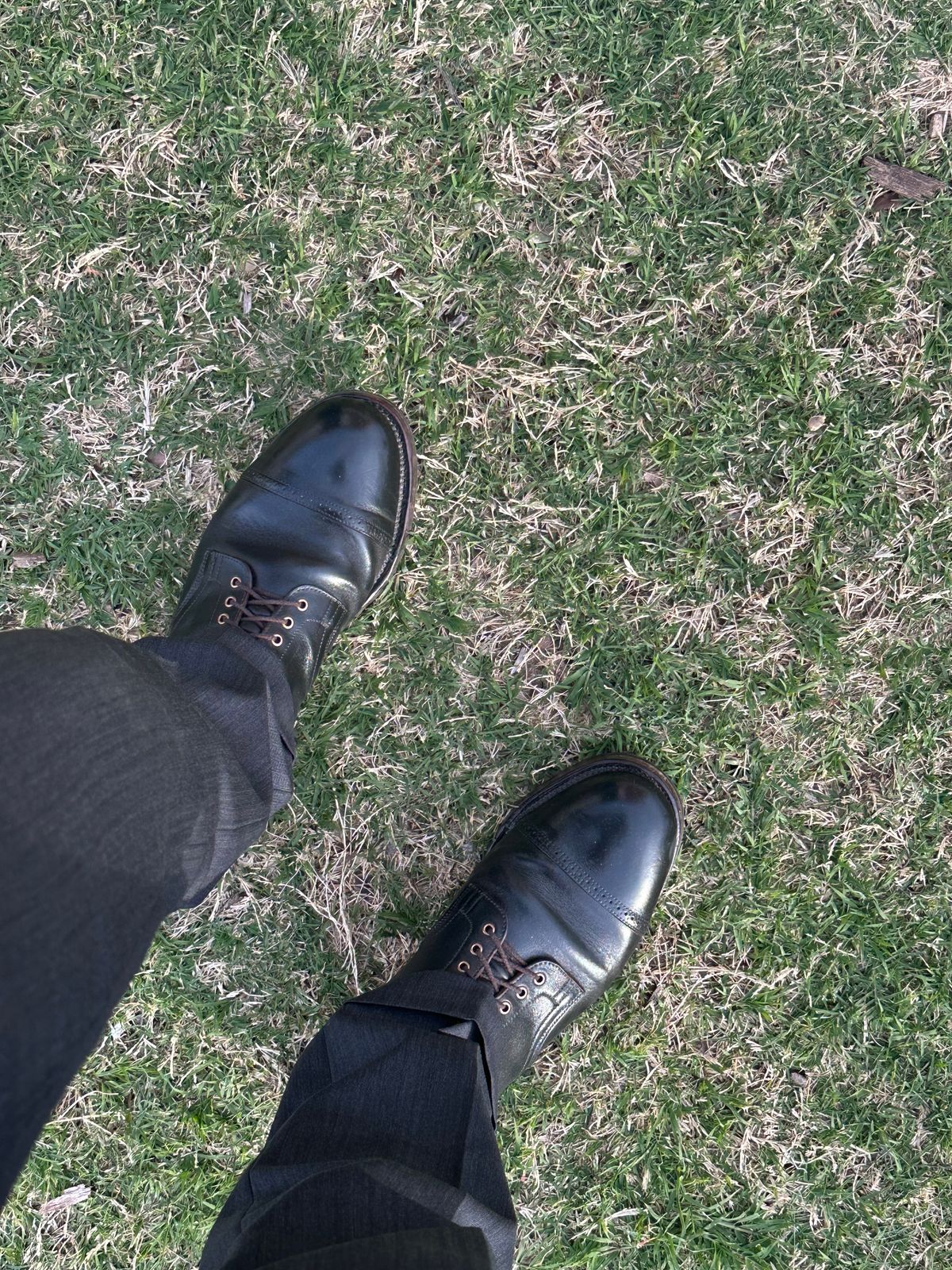 Photo by Huntsman on April 7, 2026 of the Viberg Service Boot BCT in Horween Black Teacore Double Cordovan Butts.