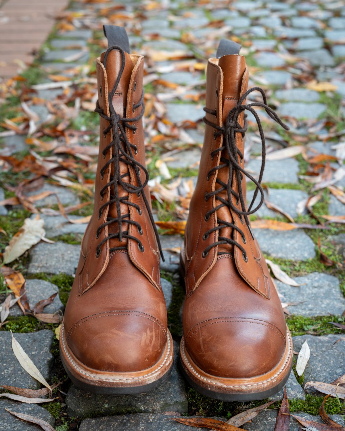 Photo by LydiaWinters on November 5, 2024 of the Tricker's Lucia Super Boot in Tanneries Haas Gold.