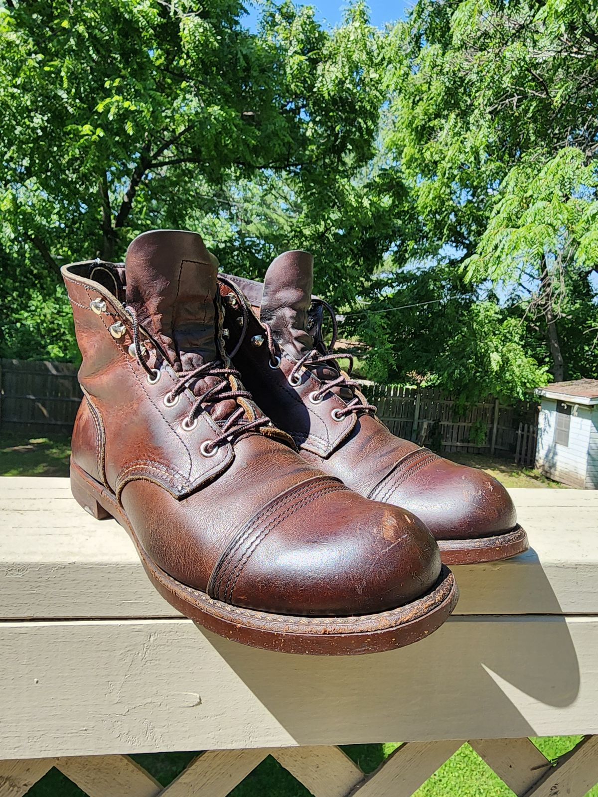 Photo by MaxxBot on June 23, 2025 of the Red Wing Iron Ranger in S.B. Foot Amber Harness.