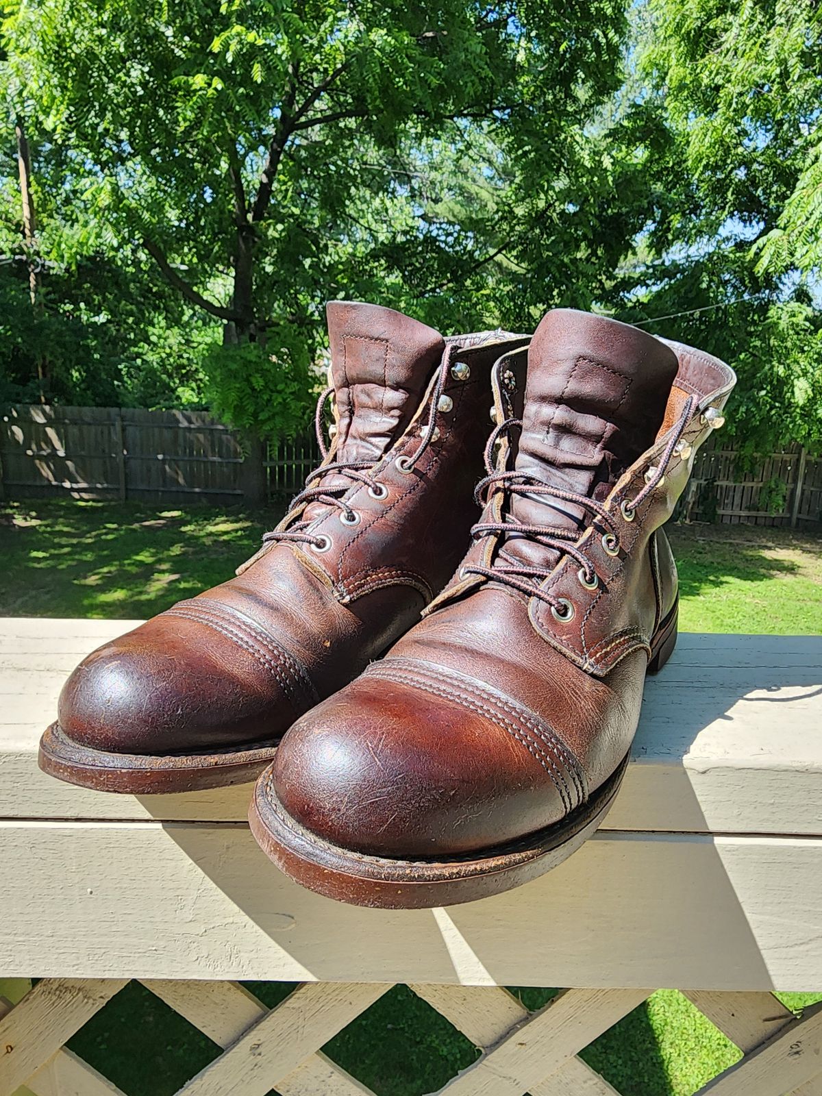 Photo by MaxxBot on June 23, 2025 of the Red Wing Iron Ranger in S.B. Foot Amber Harness.