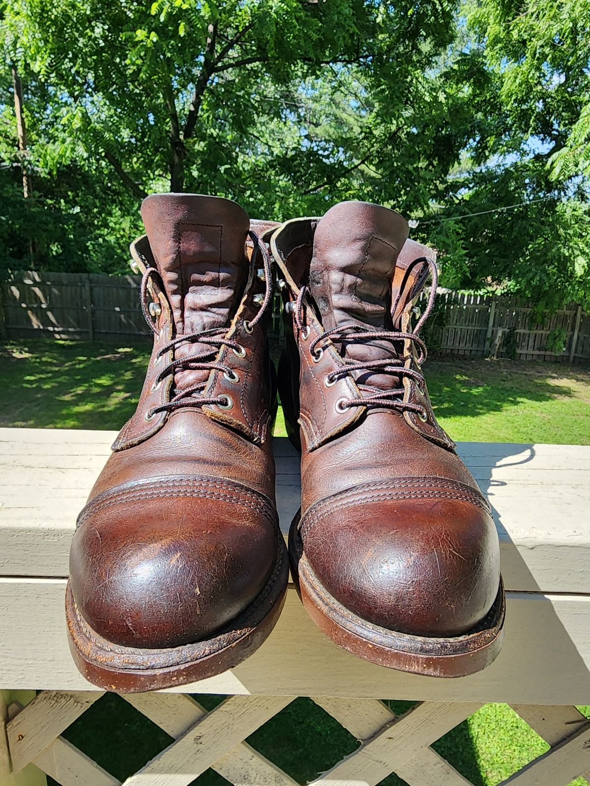 Photo by MaxxBot on June 23, 2025 of the Red Wing Iron Ranger in S.B. Foot Amber Harness.