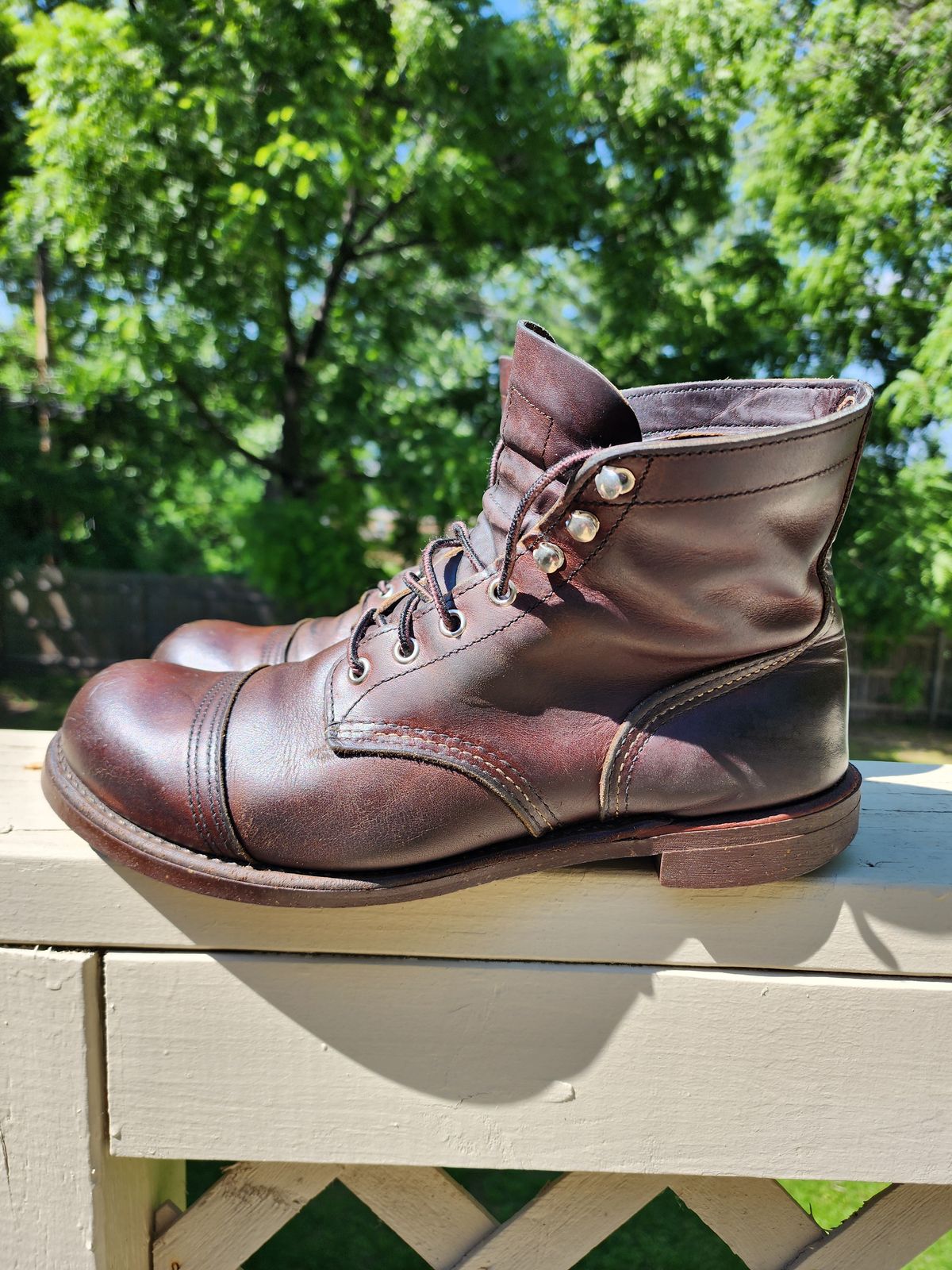 Photo by MaxxBot on June 23, 2025 of the Red Wing Iron Ranger in S.B. Foot Amber Harness.