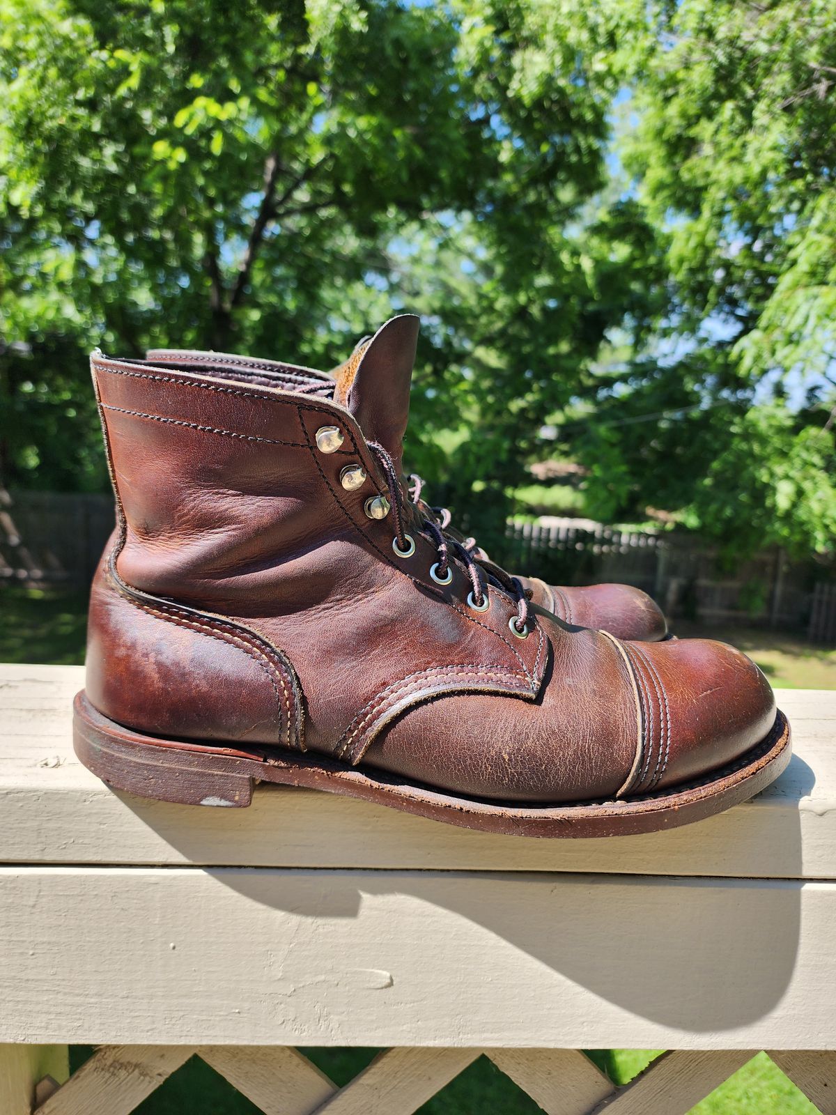Photo by MaxxBot on June 23, 2025 of the Red Wing Iron Ranger in S.B. Foot Amber Harness.