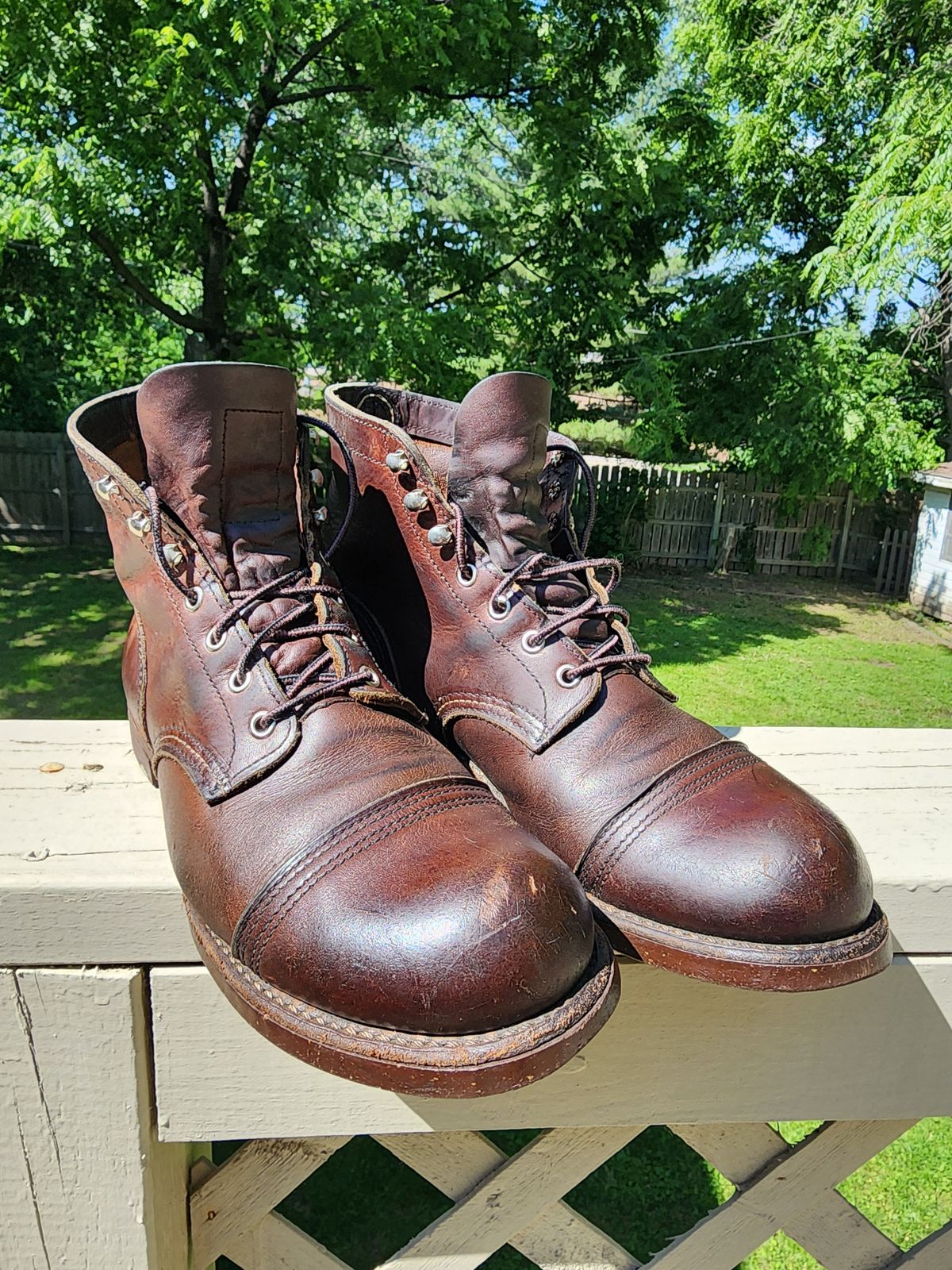 Photo by MaxxBot on June 23, 2025 of the Red Wing Iron Ranger in S.B. Foot Amber Harness.