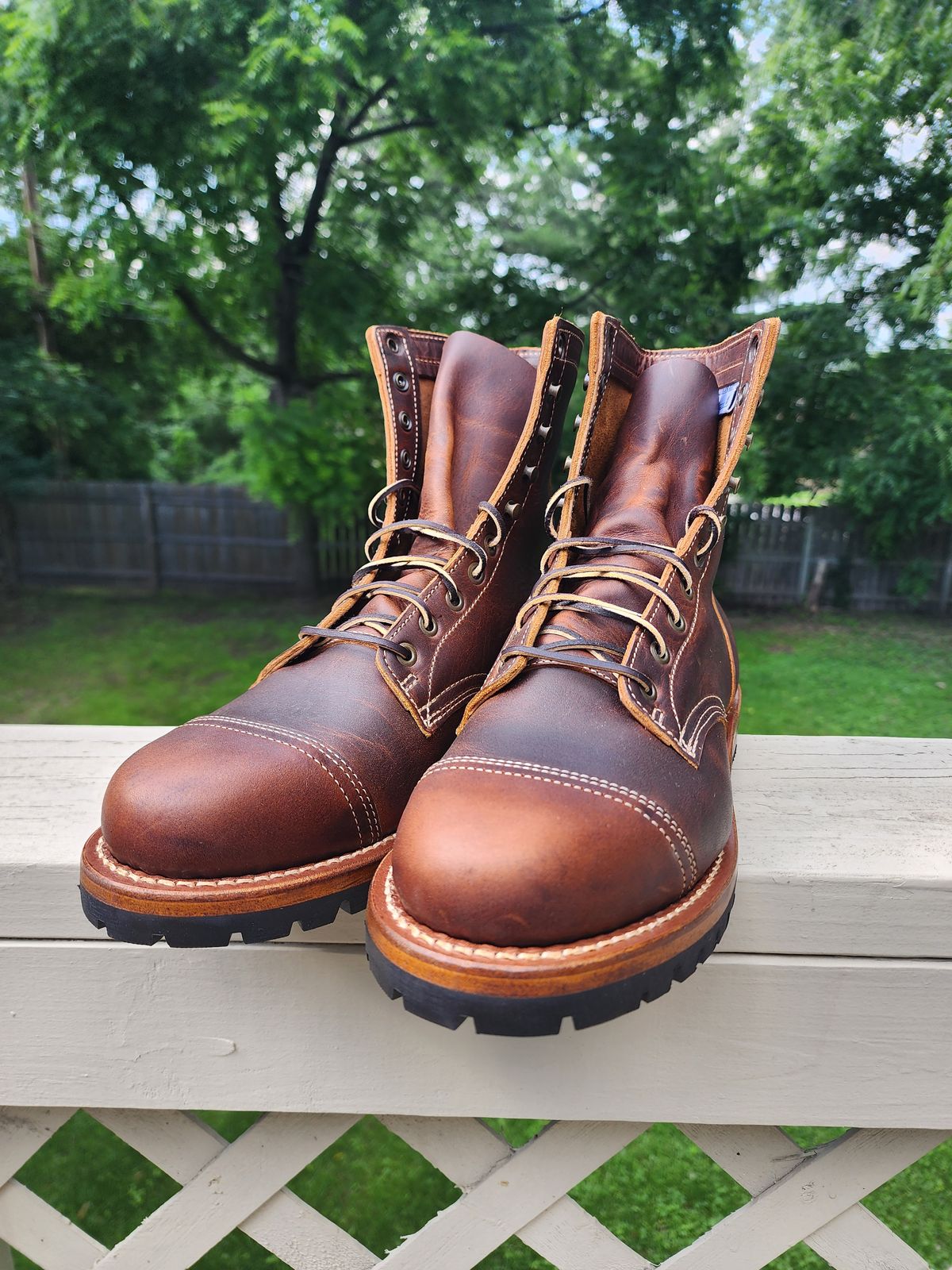 Photo by MaxxBot on June 30, 2025 of the Truman Upland Boot in Tobacco Snakebite.