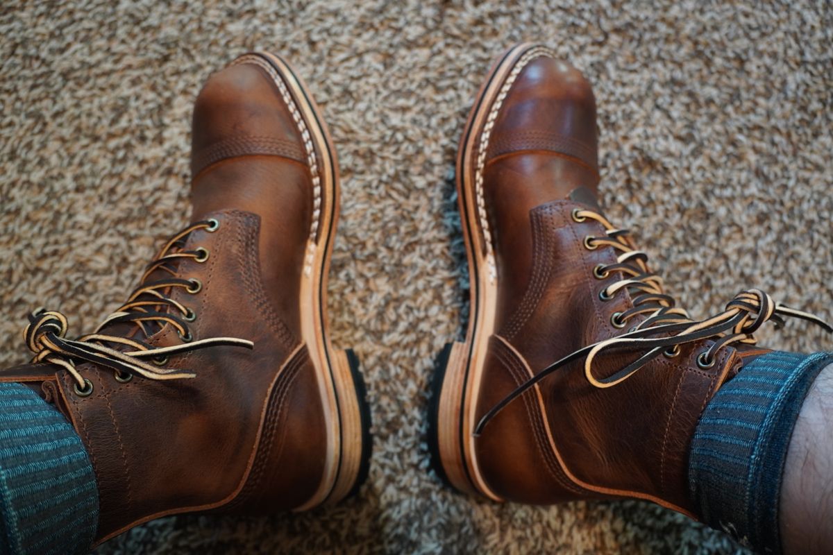 Photo by MaxxBot on May 12, 2026 of the Nicks x Division Road Everyday Man Boot in Italian Brown Cypress.