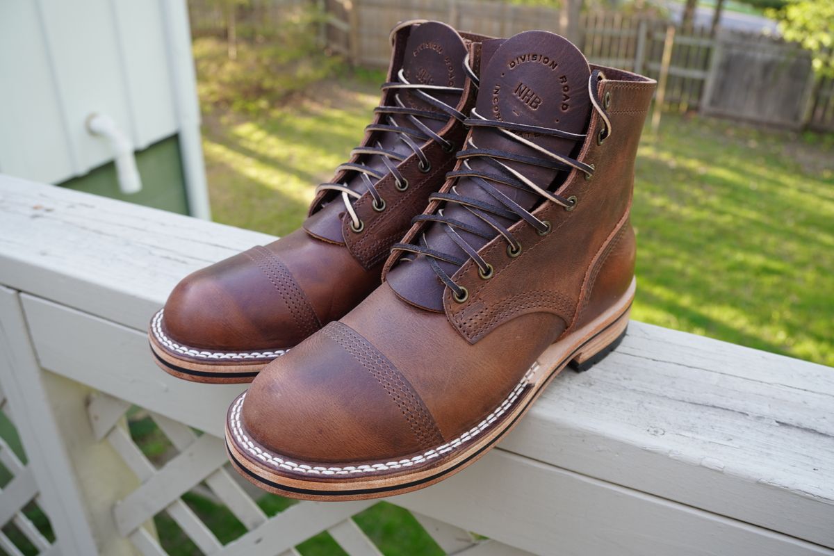 Photo by MaxxBot on May 12, 2026 of the Nicks x Division Road Everyday Man Boot in Italian Brown Cypress.