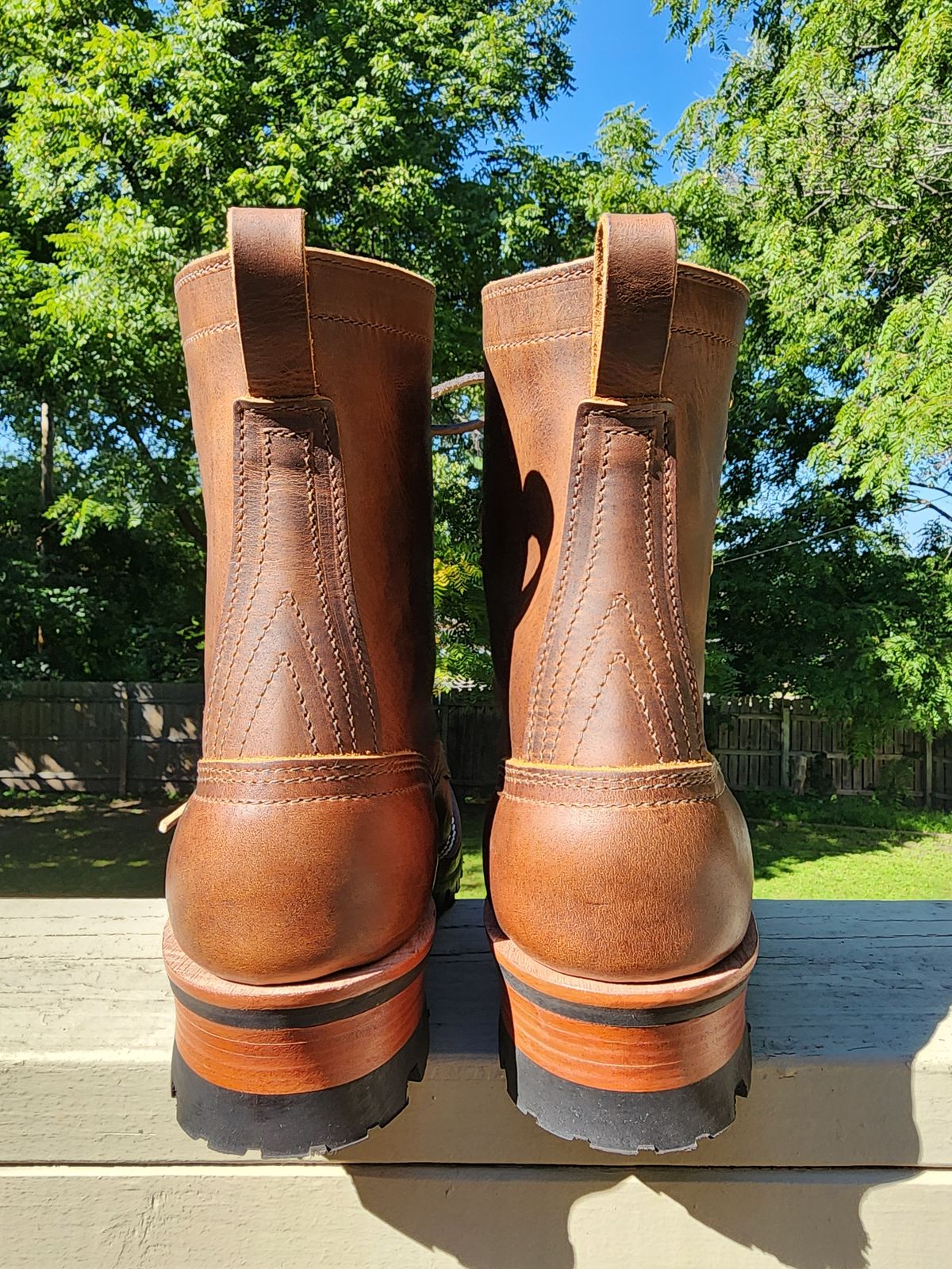 Photo by MaxxBot on August 30, 2025 of the Nicks BuilderPro in Horween Orange Predator.