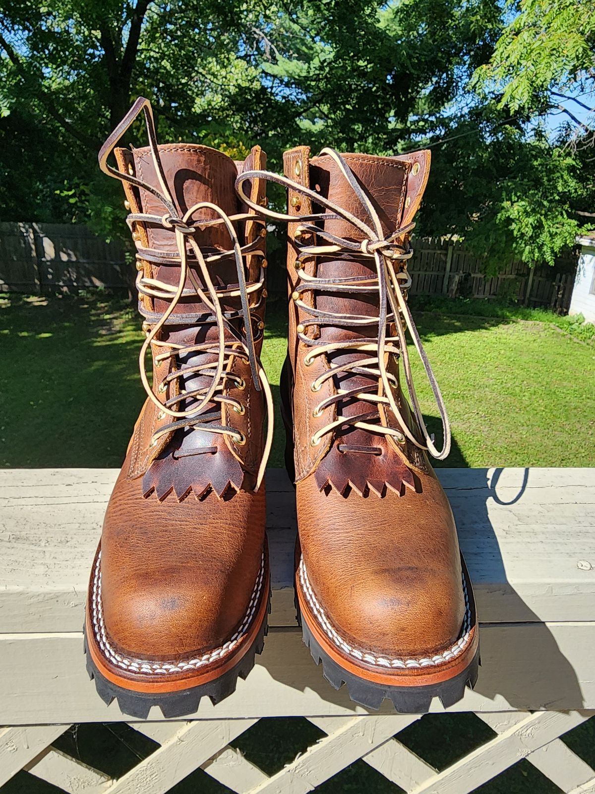 Photo by MaxxBot on August 30, 2025 of the Nicks BuilderPro in Horween Orange Predator.